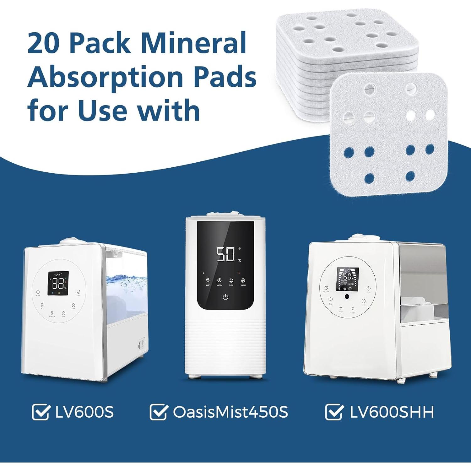 20 Almohadillas de Absorción Mineral Beckacher para Humidificadores