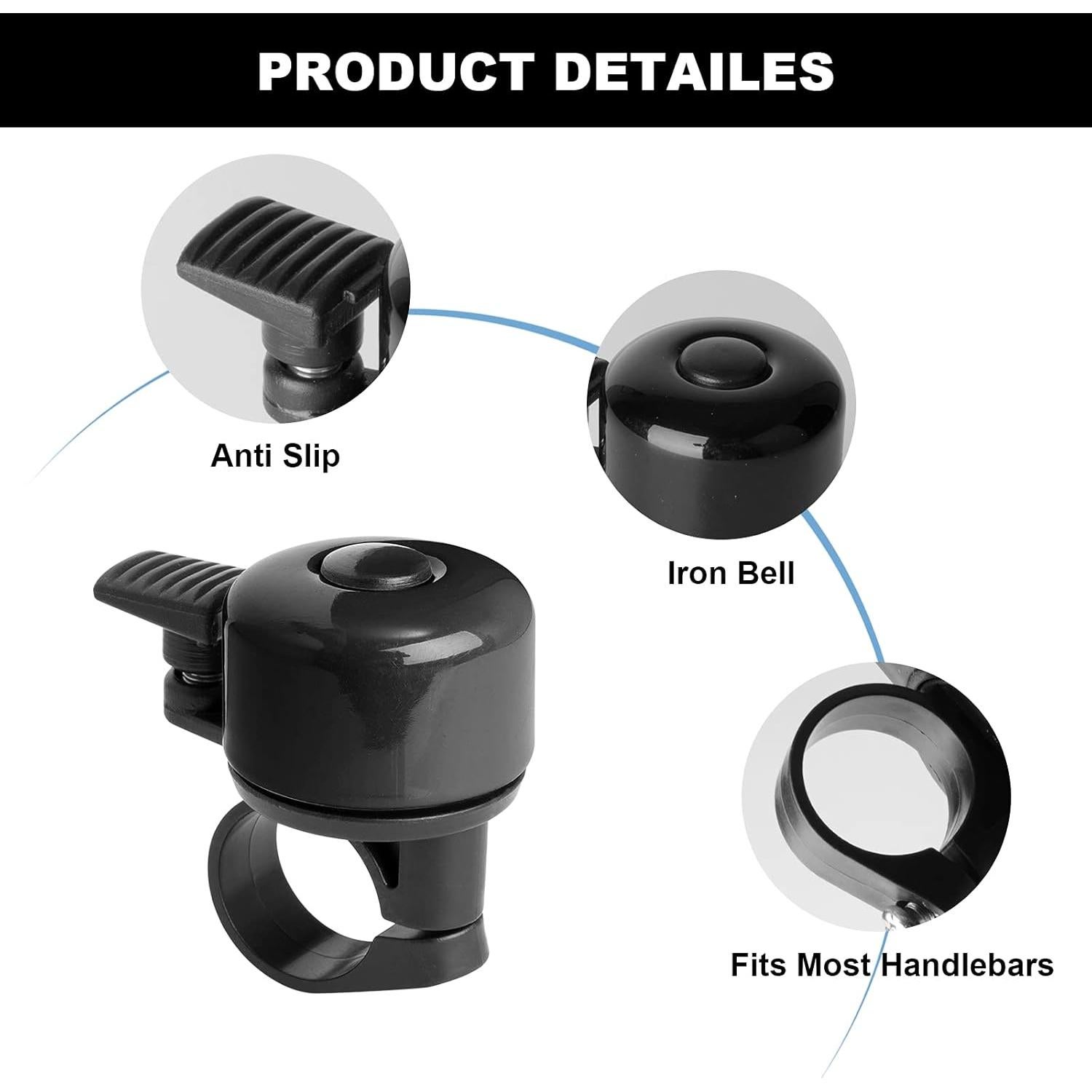 Timbre de Bicicleta Binudum JH-1 Clásico 2 Pcs Negro