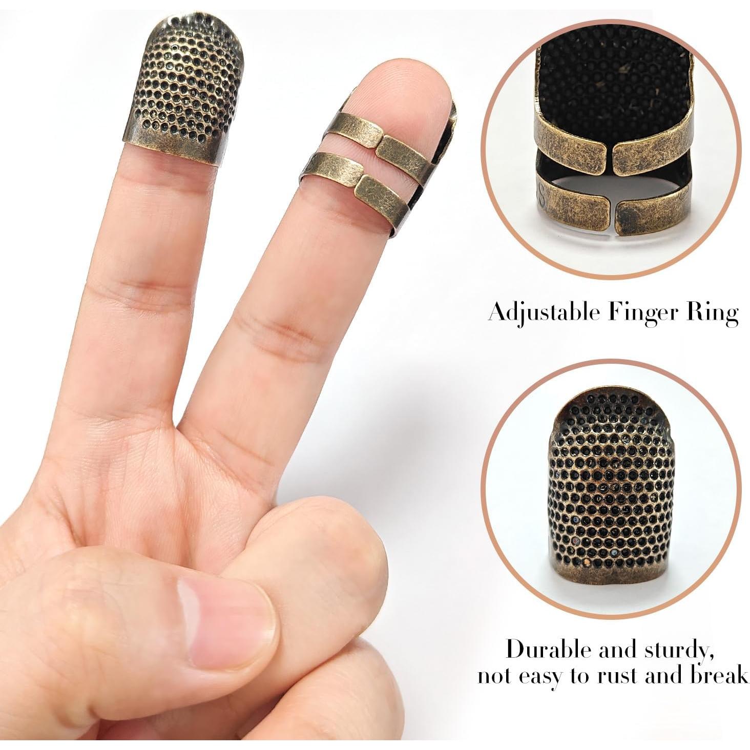 Dedales de Costura ZESION 4 Pcs Metal Ajustables Bronce S/M