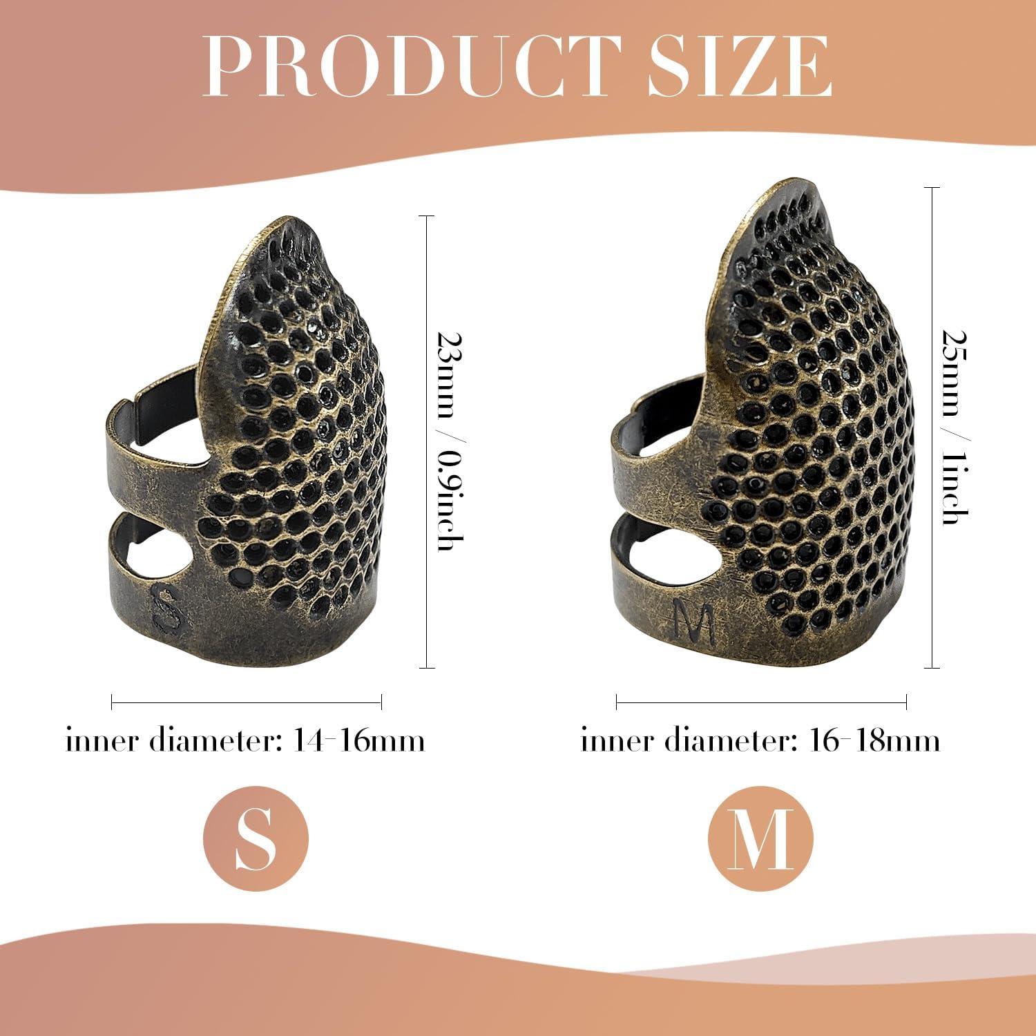 Dedales de Costura ZESION 4 Pcs Metal Ajustables Bronce S/M