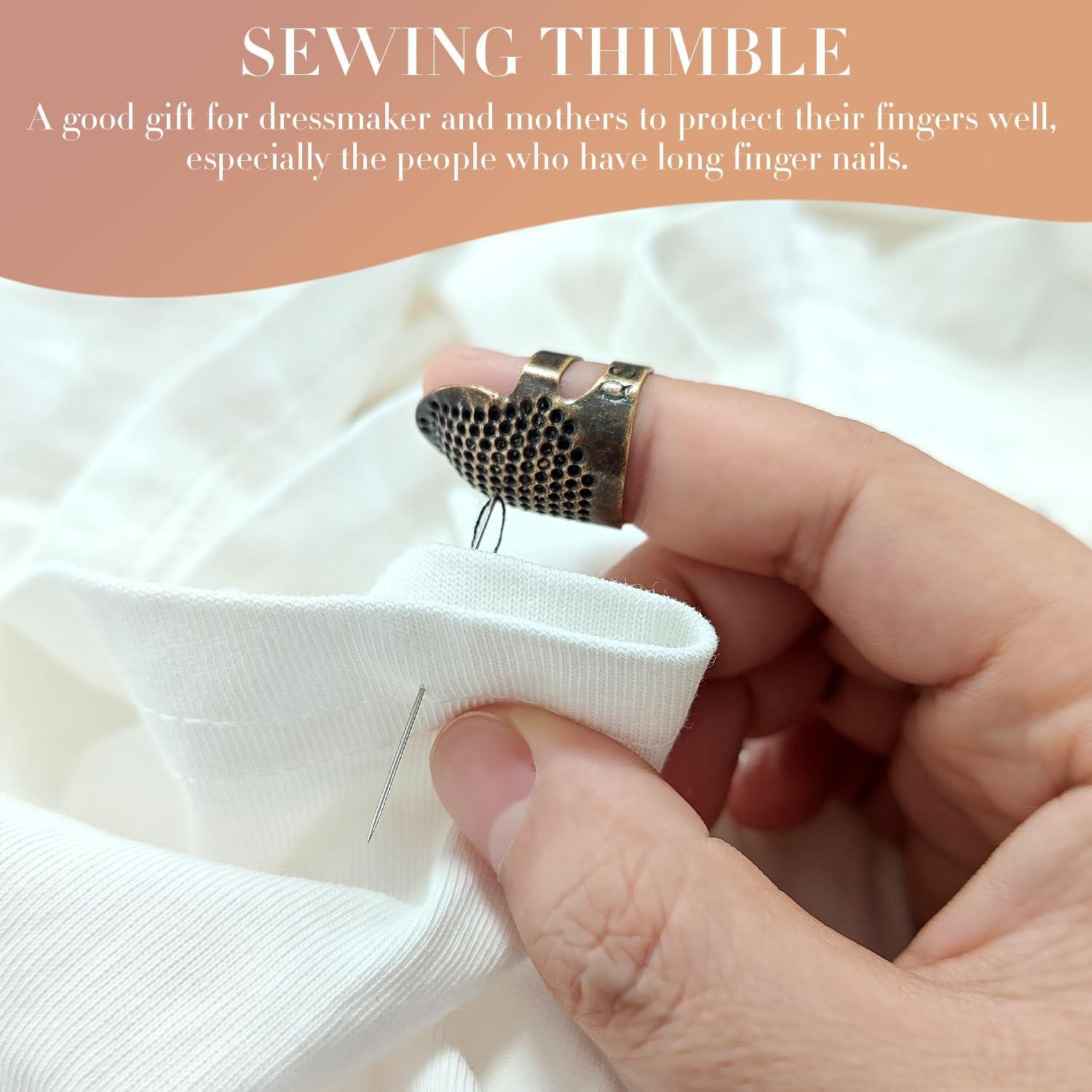 Dedales de Costura ZESION 4 Pcs Metal Ajustables Bronce S/M