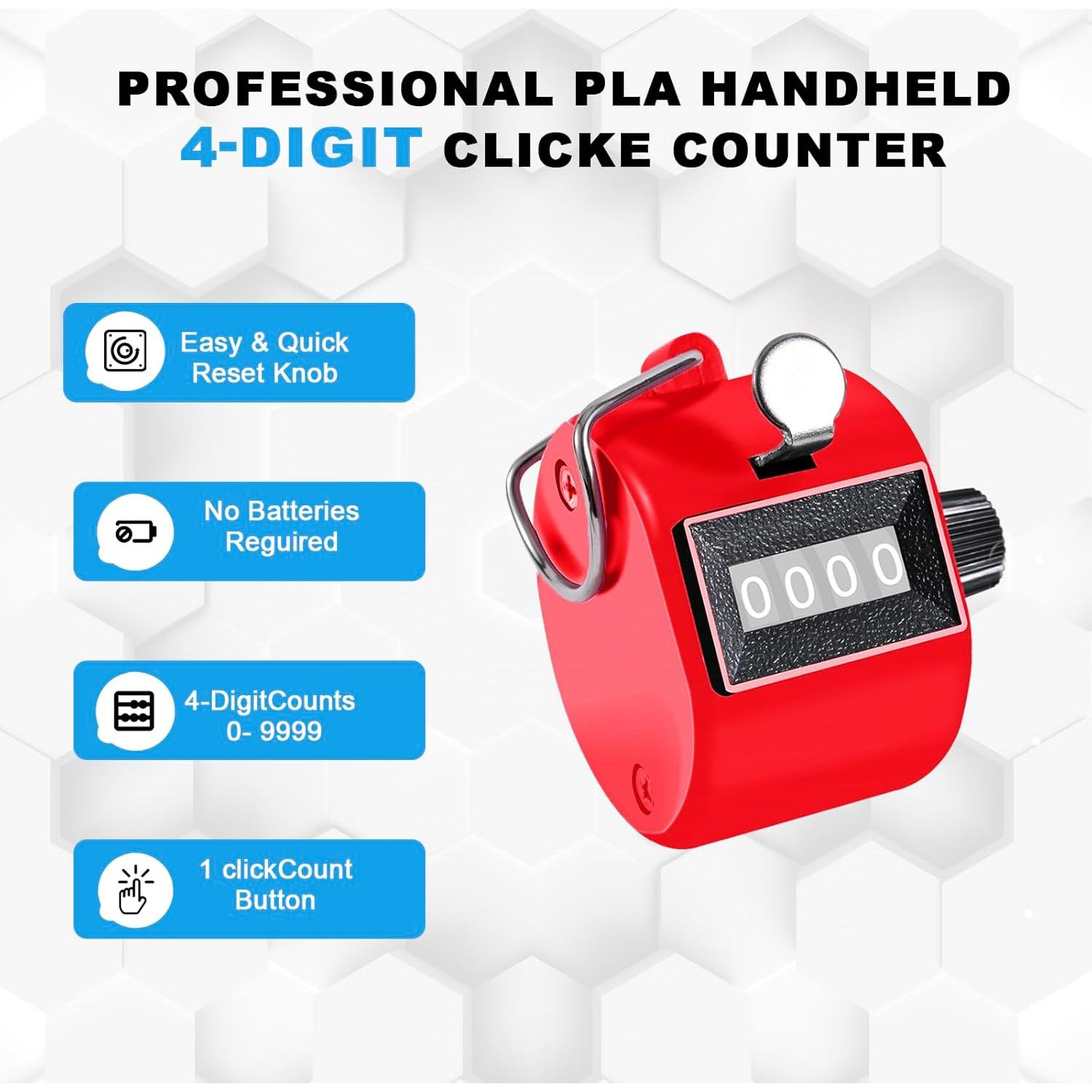 Contador de Clicks Mecánico TESEAS 4 Dígitos Paquete de 12
