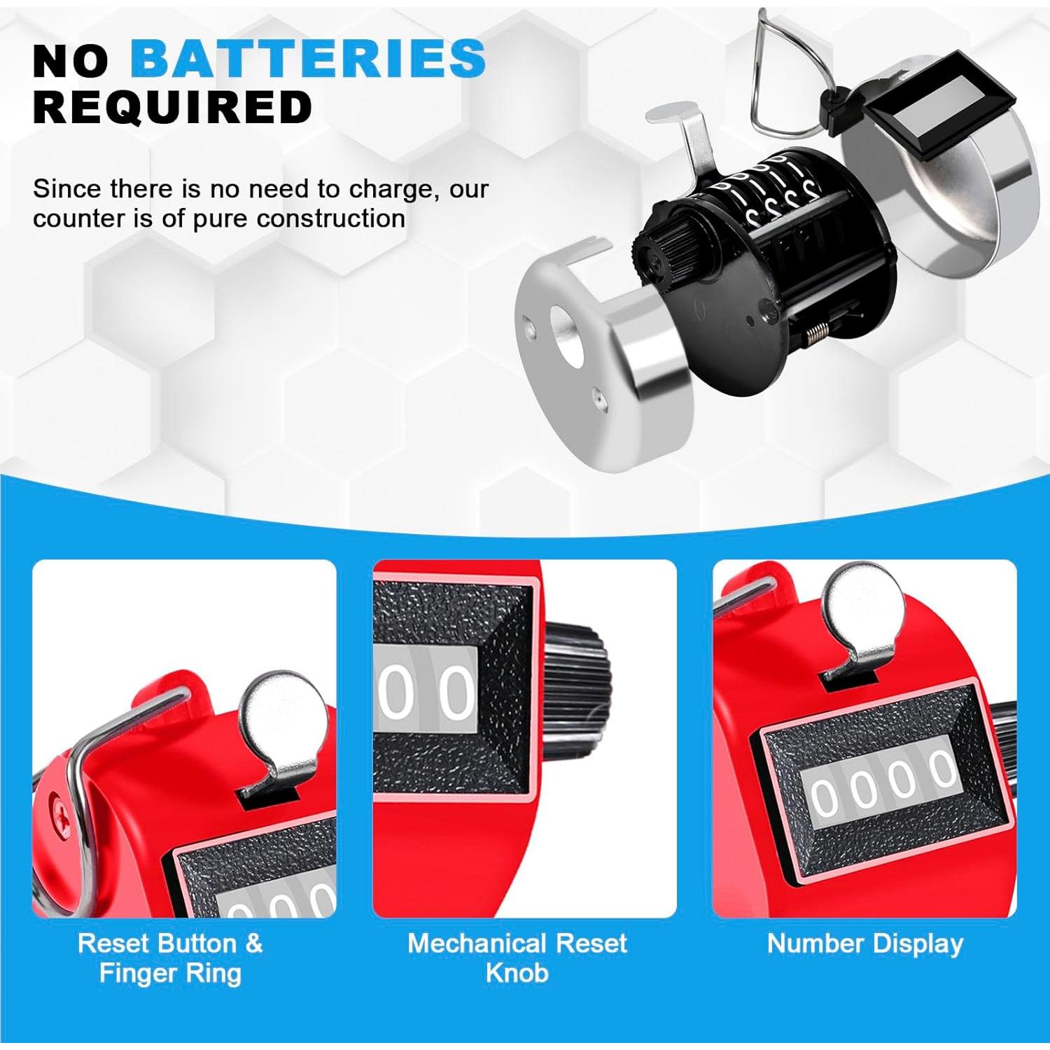 Contador de Clicks Mecánico TESEAS 4 Dígitos Paquete de 12