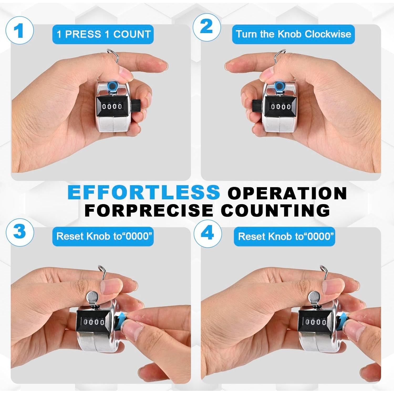 Contador de Clicks Mecánico TESEAS 4 Dígitos Paquete de 12