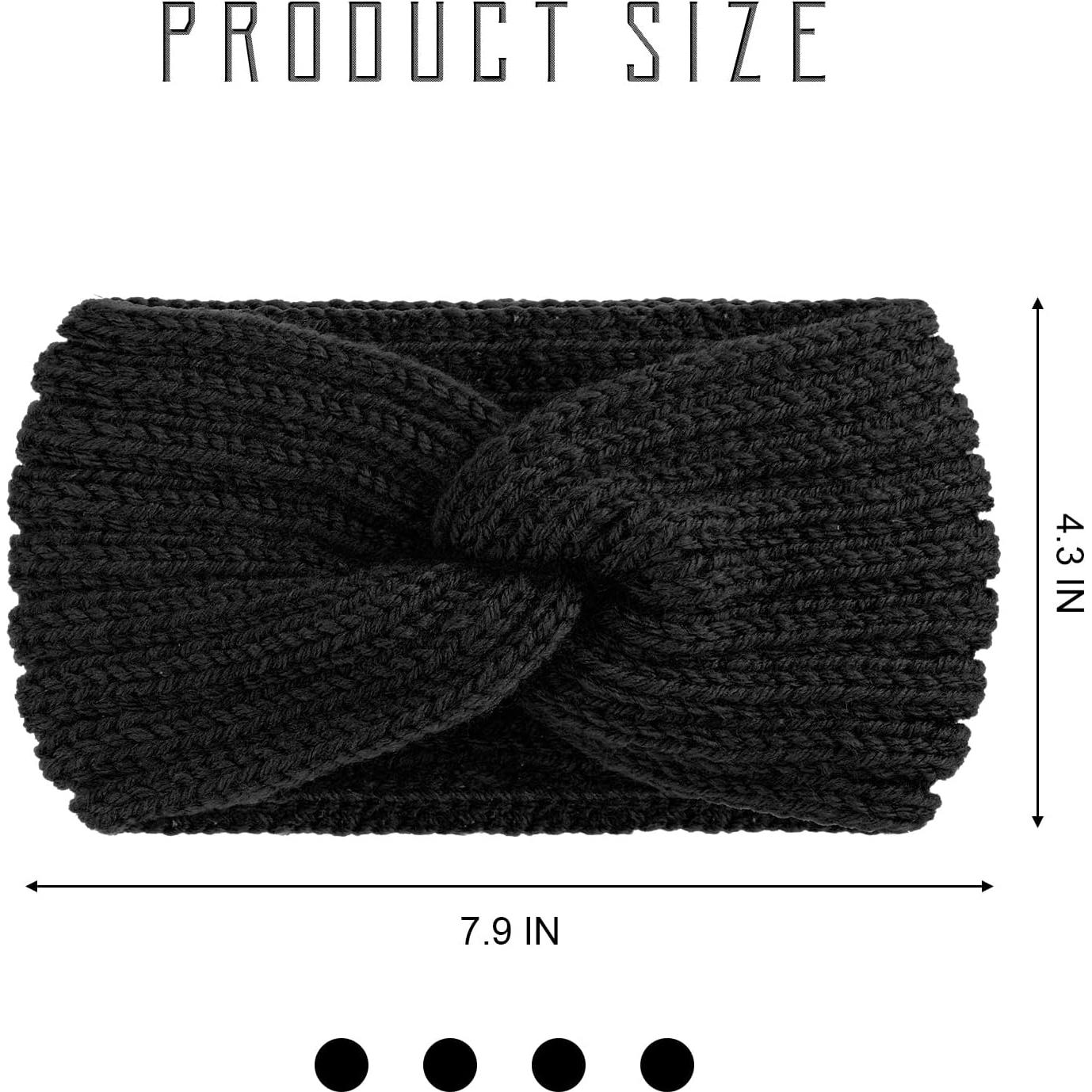 Diademas de Punto Grueso TecUnite 4 Piezas para Invierno