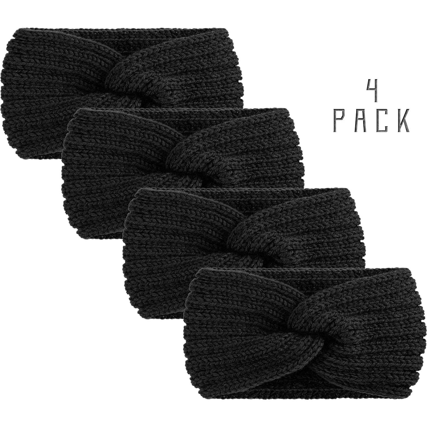 Diademas de Punto Grueso TecUnite 4 Piezas para Invierno