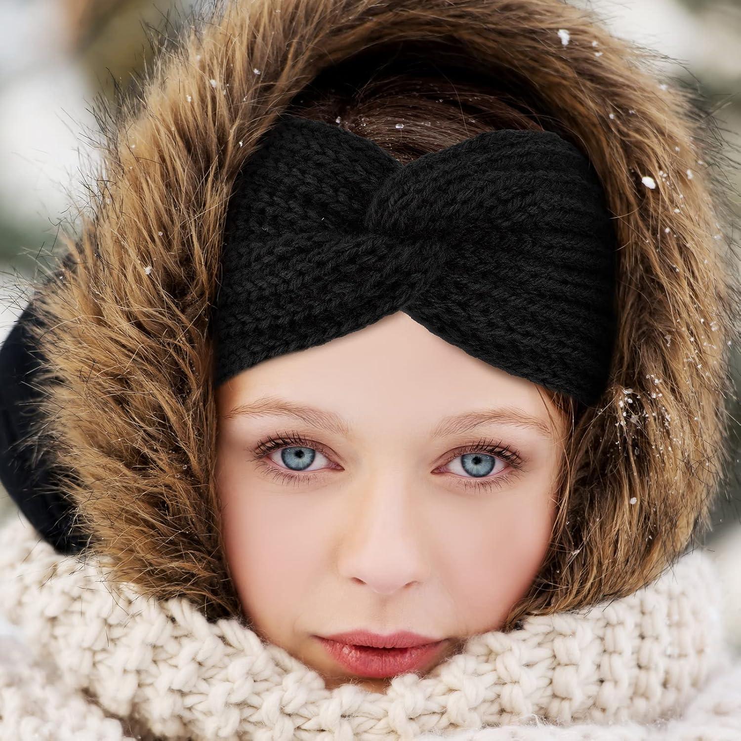 Diademas de Punto Grueso TecUnite 4 Piezas para Invierno