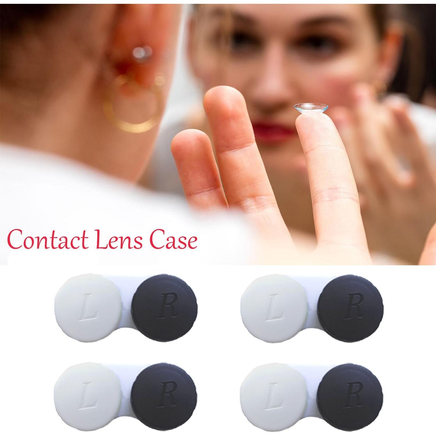 Paquete de 4 estuches para lentes de contacto Smanzu Negro