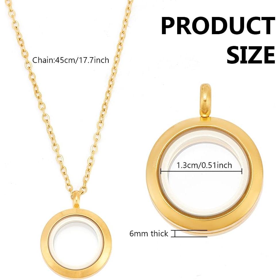 Collar de Charms Redondos DELORIGIN con Locket de Acero Inoxidable