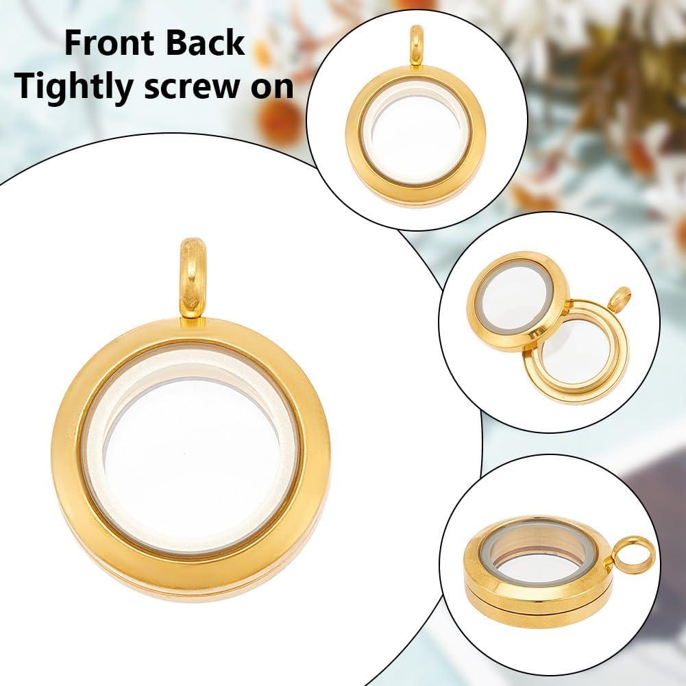 Collar de Charms Redondos DELORIGIN con Locket de Acero Inoxidable