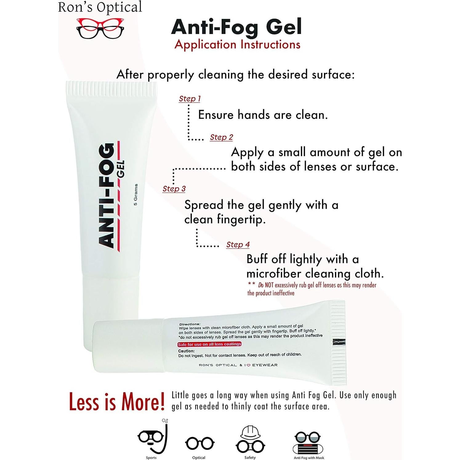 Paquete de 2 Gel Antivaho Ron's Optical para Gafas y Más