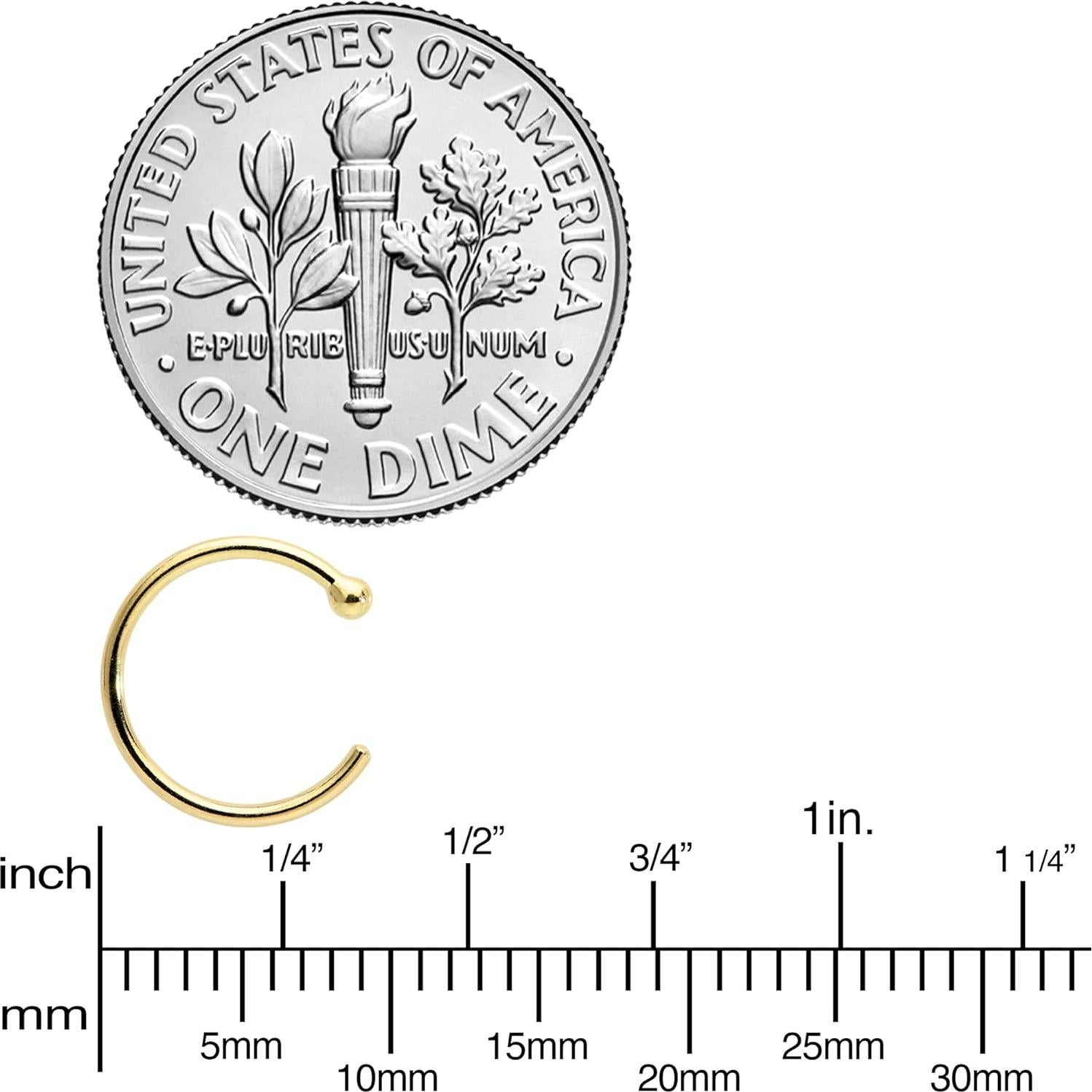 Aro de Nariz de Oro de 18k Body Candy Hipoalergénico 20G 8mm