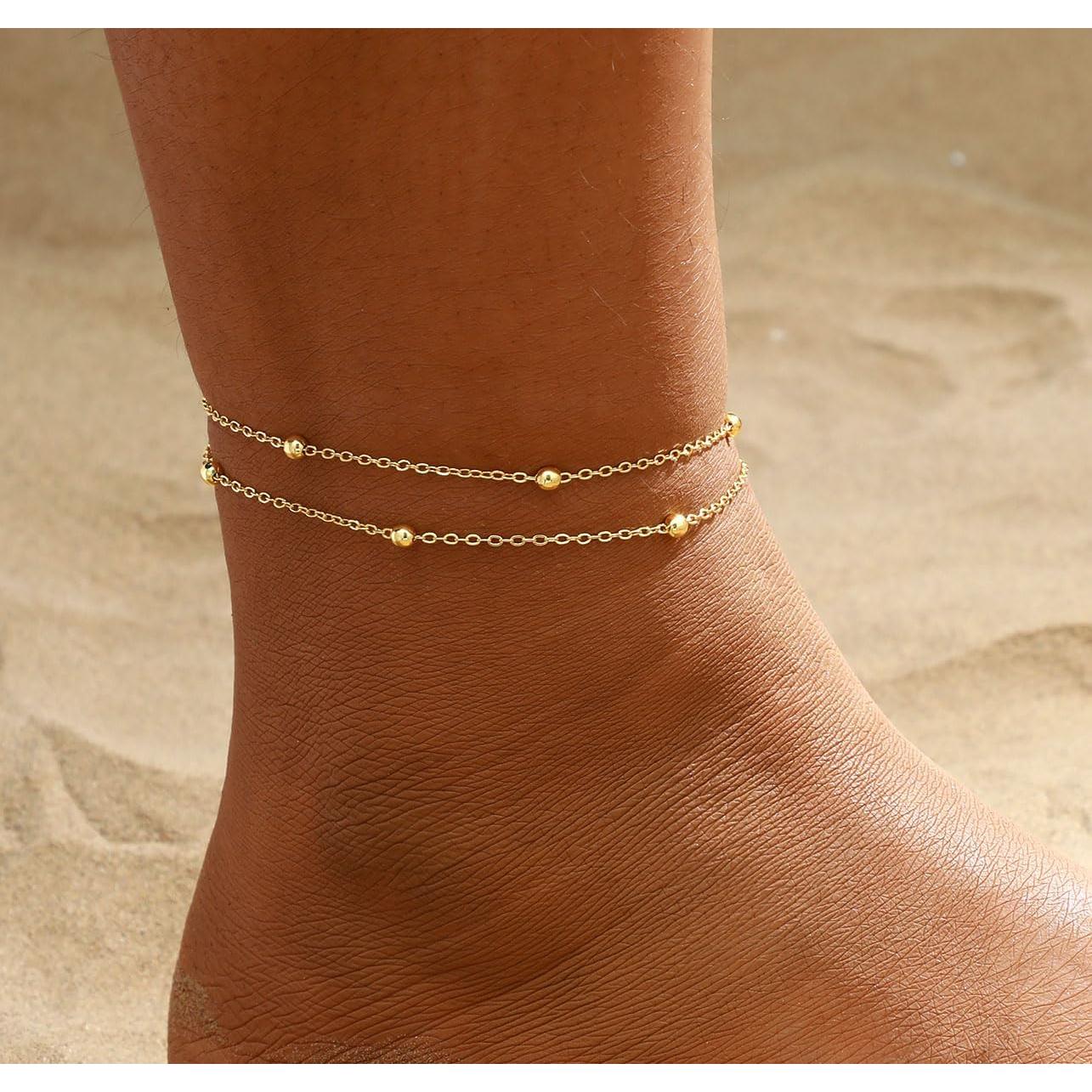 Tobilleras de Oro para Mujeres GOSFRY 21.1 cm Impermeables