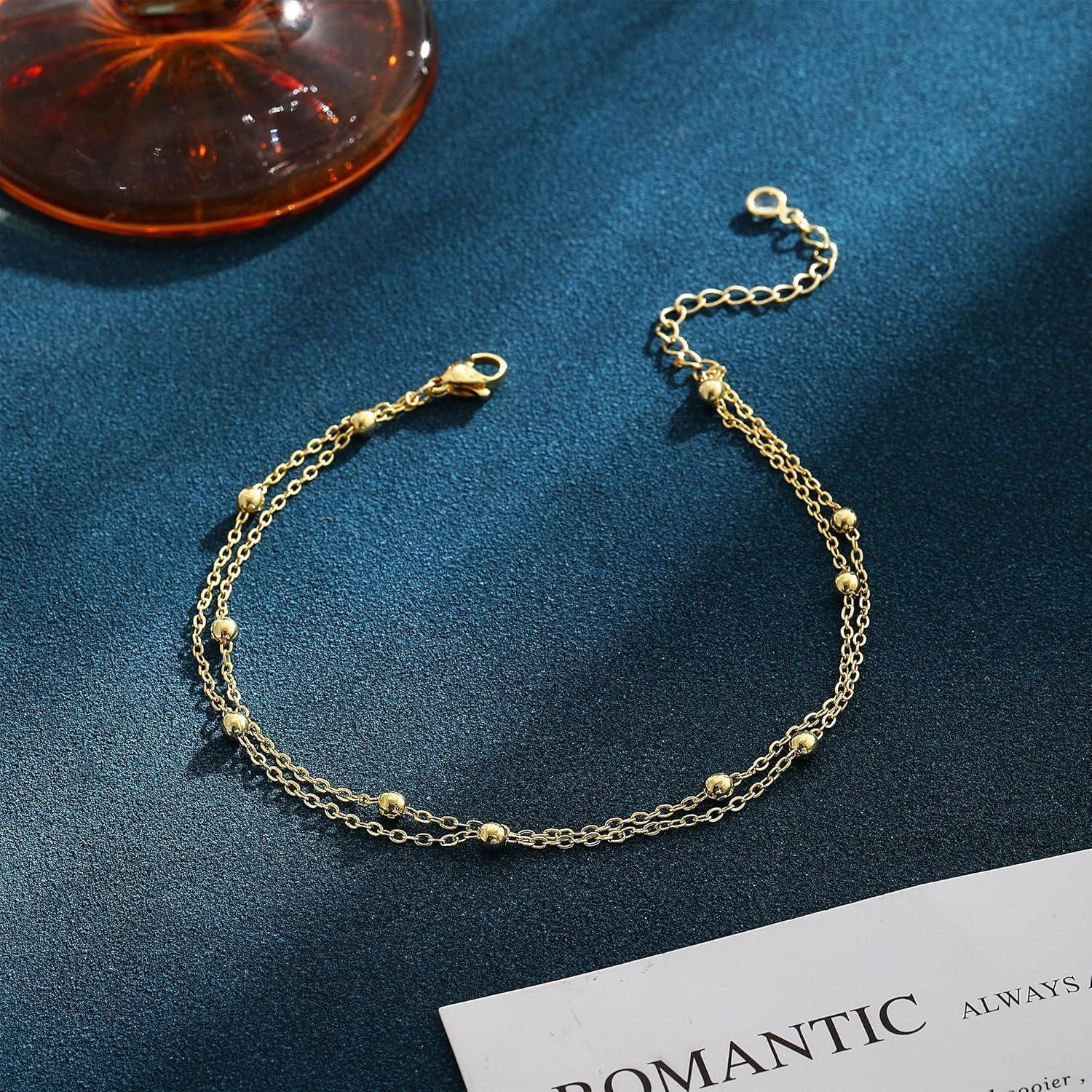 Tobilleras de Oro para Mujeres GOSFRY 21.1 cm Impermeables