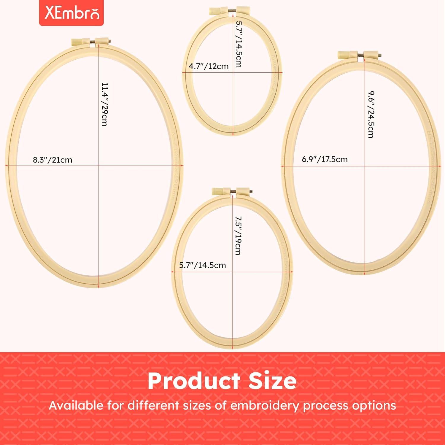 Set de Aros de Bordado Ovalados XEmbro 4 Piezas 21x30cm