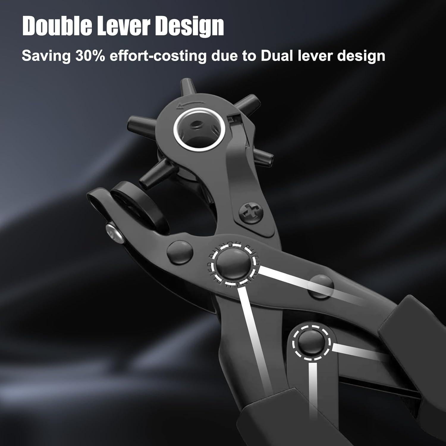 Perforador de Cuero Diyife, Kit Completo con 6 Tamaños, Negro