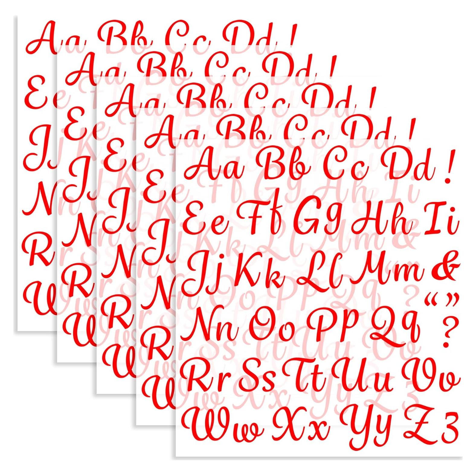 5 Hojas Letras de Transferencia de Calor LUHIMO 1 Pulgada Rojo