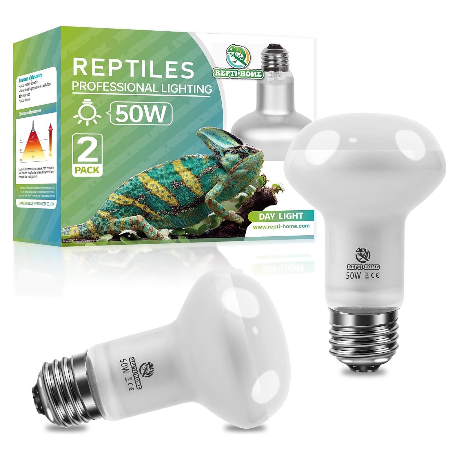 Lámpara de Calor para Reptiles REPTI HOME 50W 2Pack UVA