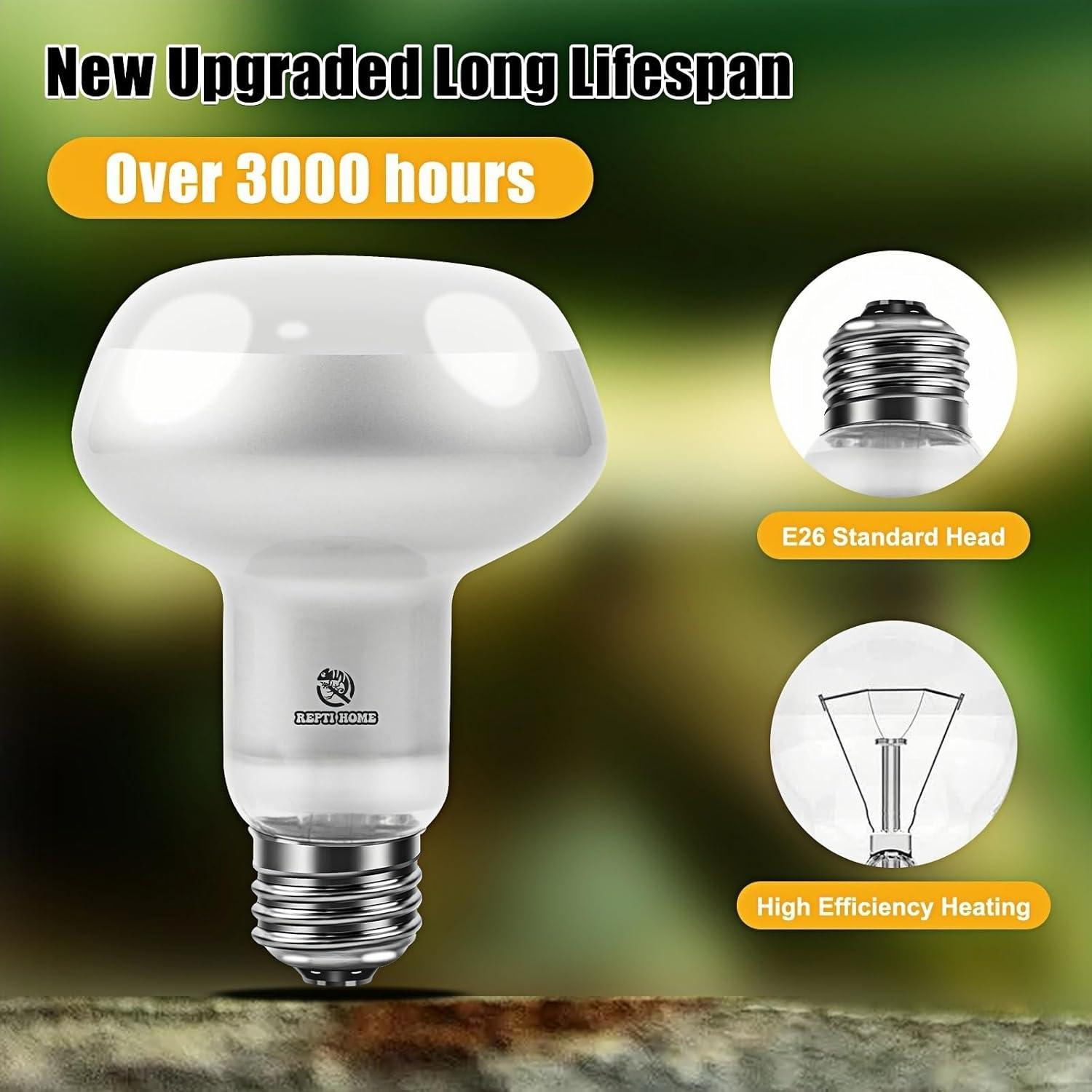 Lámpara de Calor para Reptiles REPTI HOME 50W 2Pack UVA