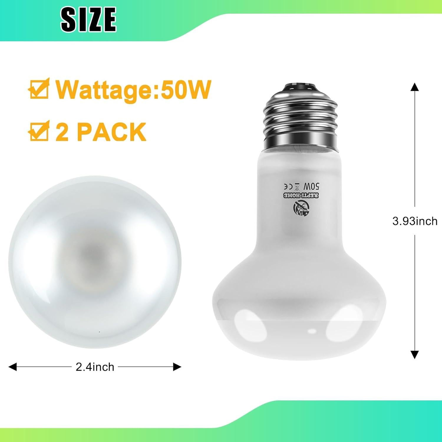 Lámpara de Calor para Reptiles REPTI HOME 50W 2Pack UVA