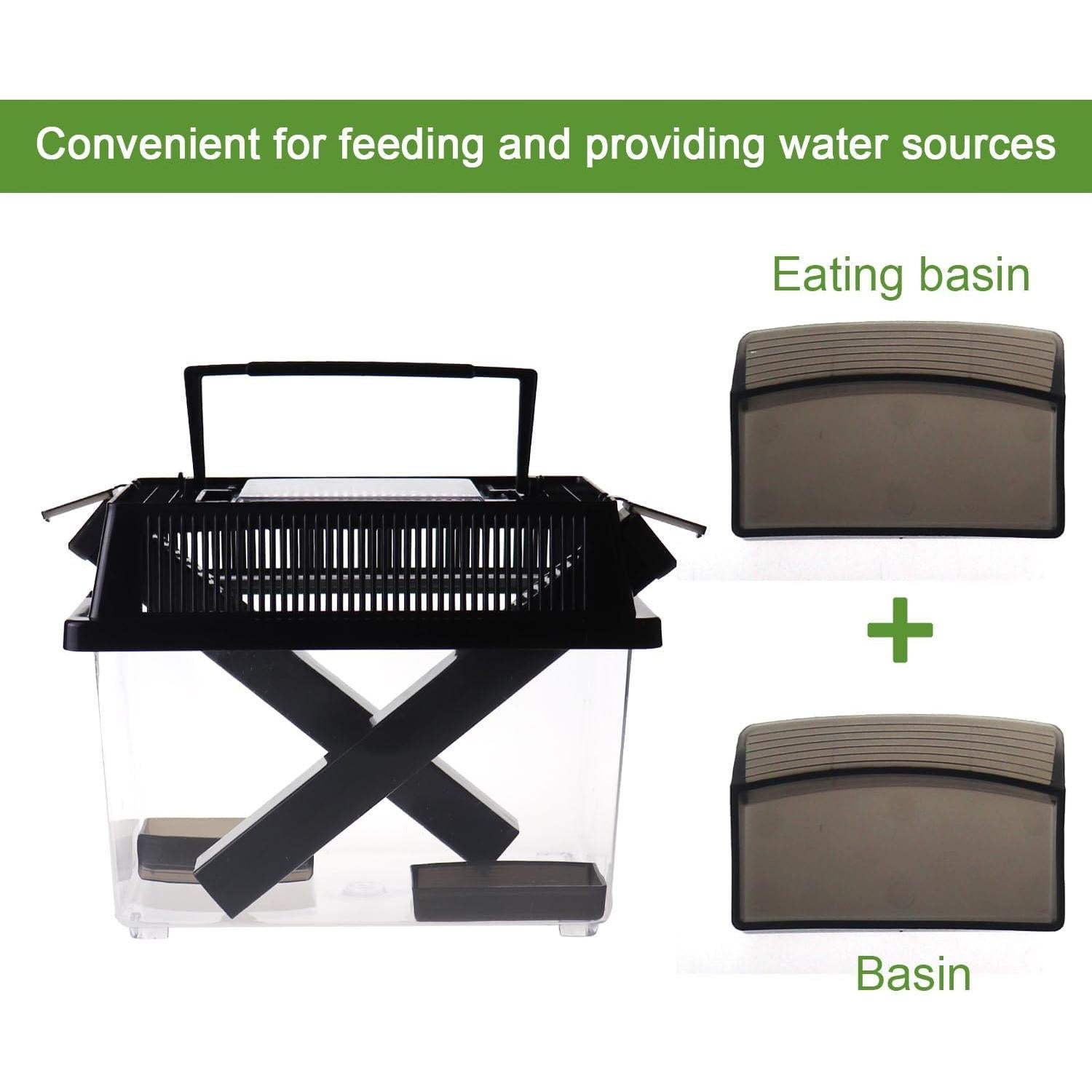 Cuidador de Grillos NANEEZOO Mediano con Plato de Agua y Comida