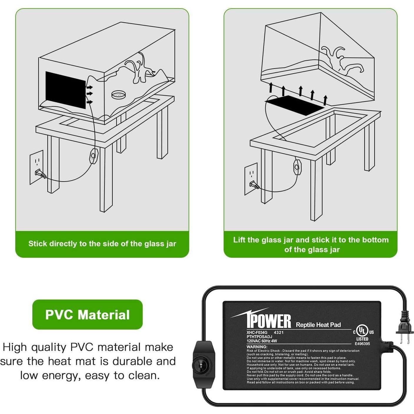 Almohadilla Térmica para Reptiles iPower 10.16x17.78cm 4W