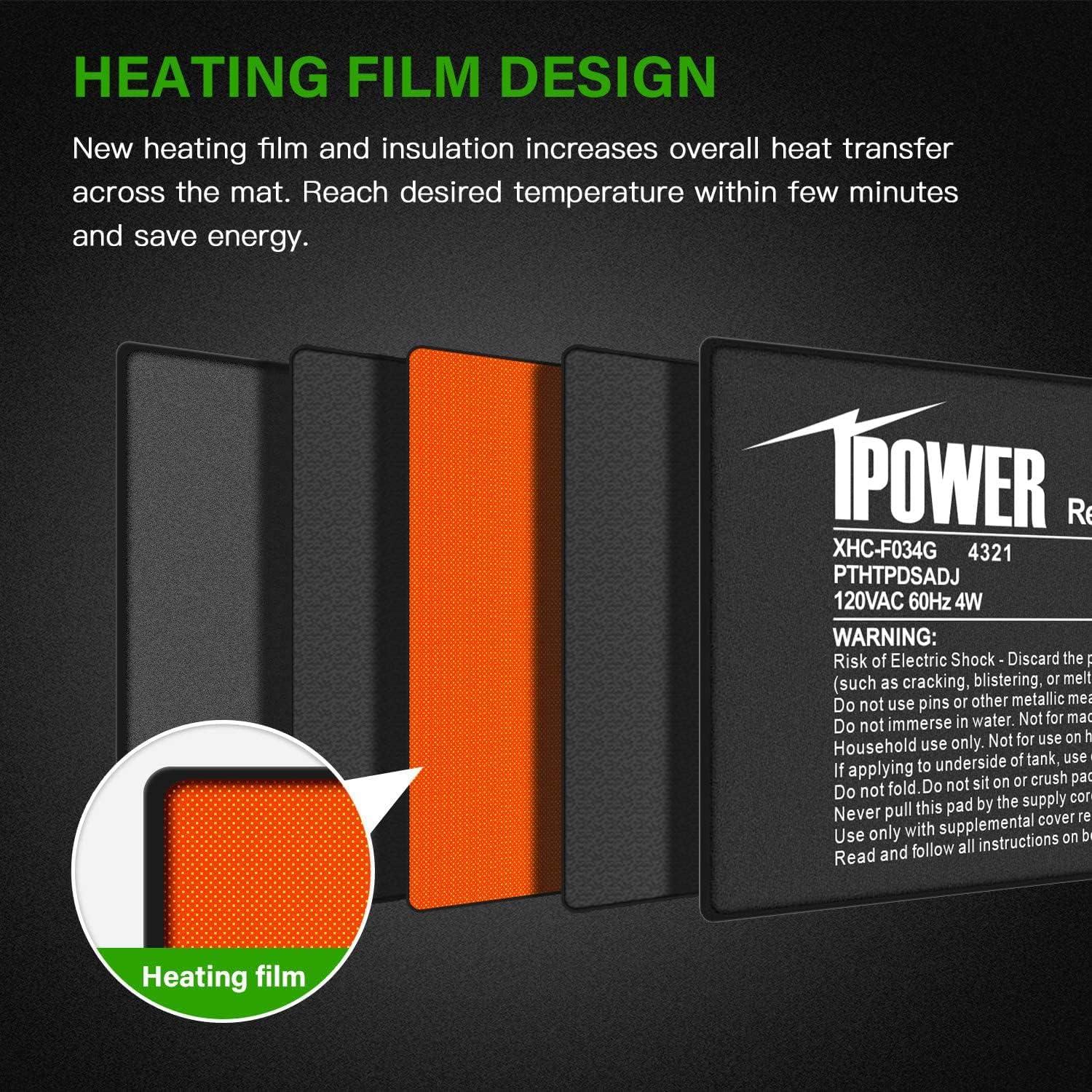 Almohadilla Térmica para Reptiles iPower 10.16x17.78cm 4W