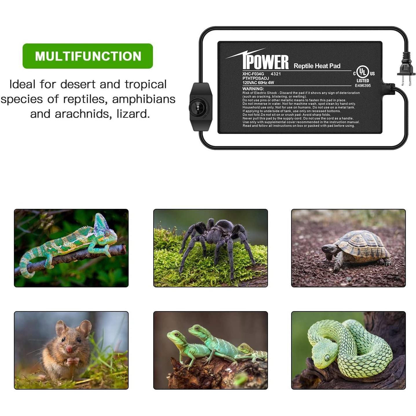 Almohadilla Térmica para Reptiles iPower 10.16x17.78cm 4W