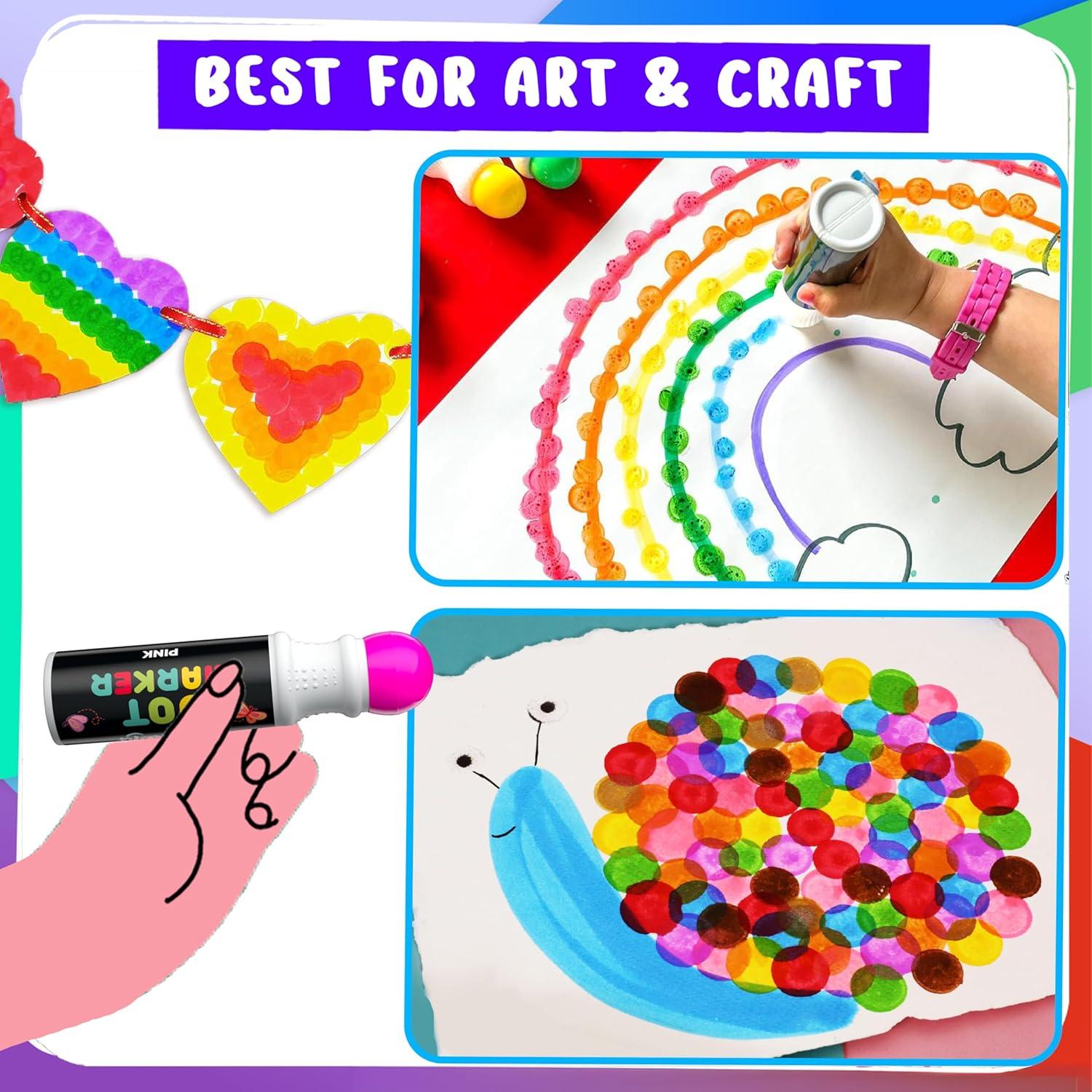 Chalkola 6 Marcadores de Puntos Lavables para Niños 1-3 Años