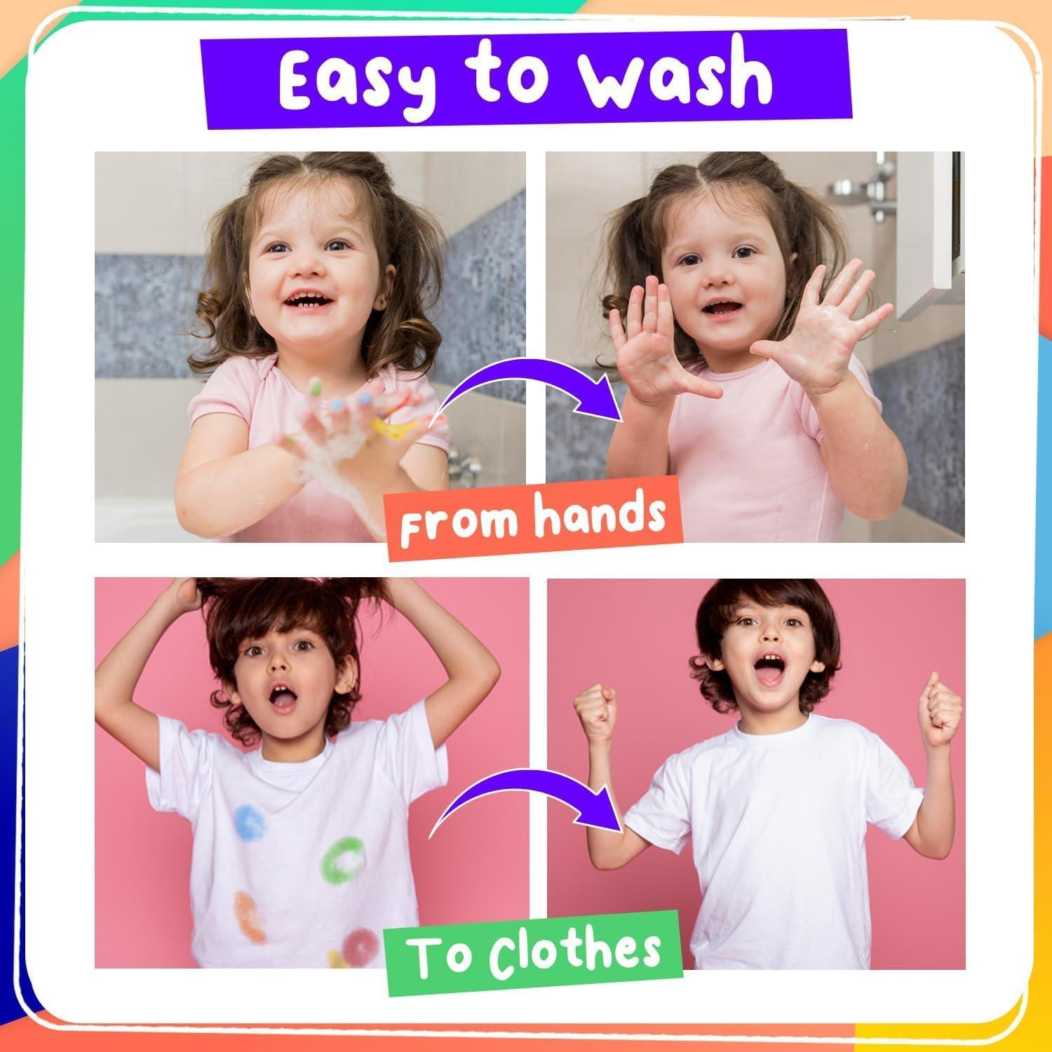 Chalkola 6 Marcadores de Puntos Lavables para Niños 1-3 Años