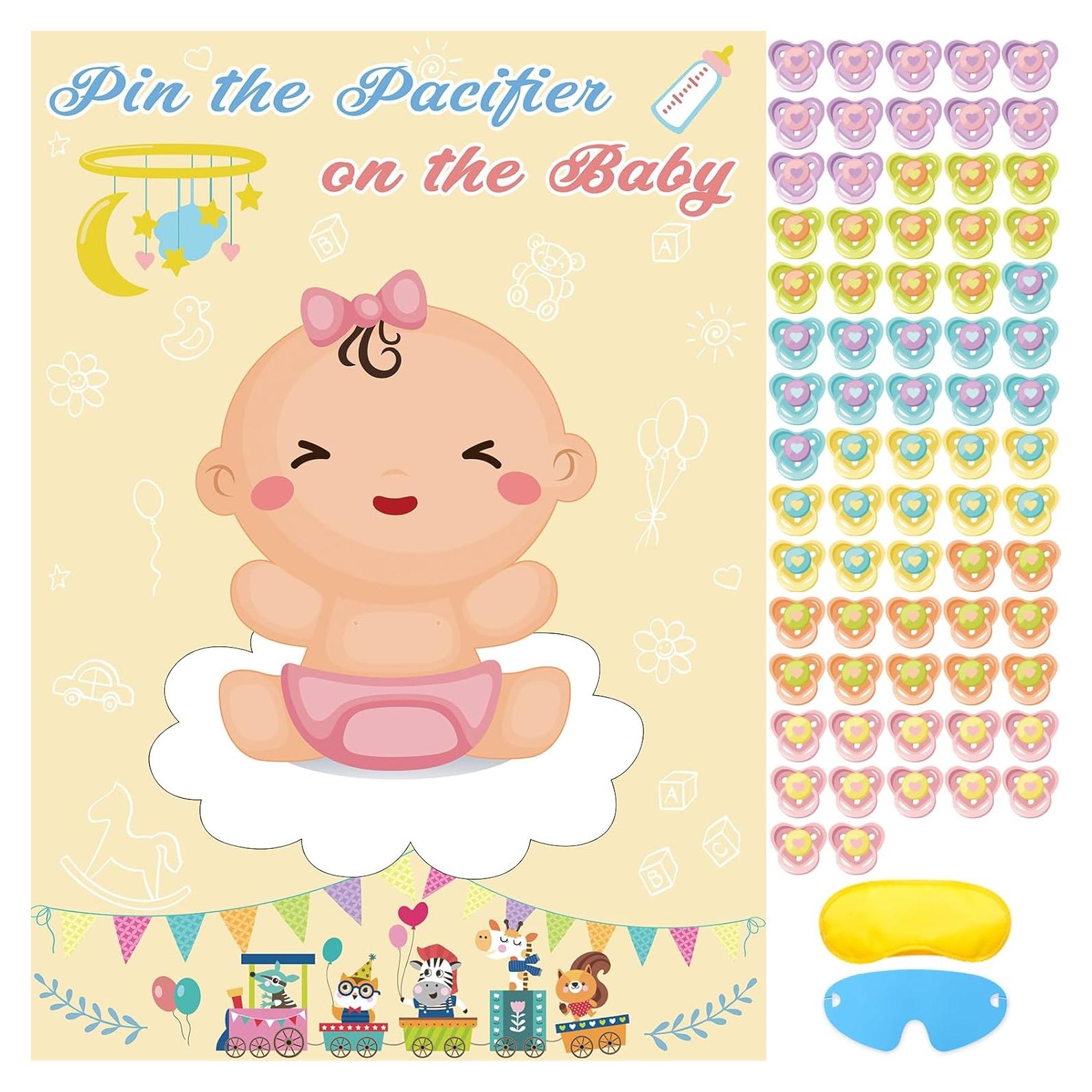 Juego de Clavar el Chupete Hooqict para Baby Shower con 72 Pegatinas