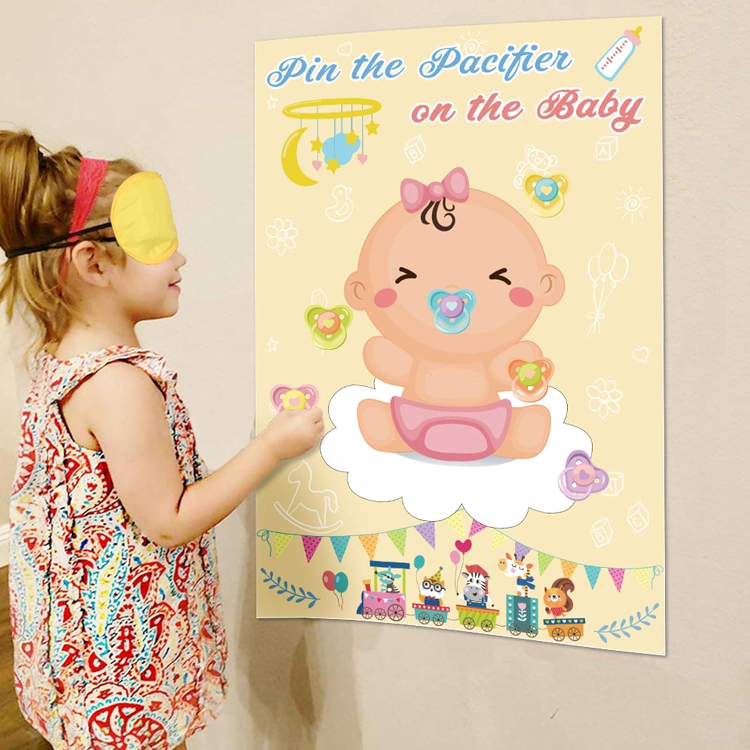 Juego de Clavar el Chupete Hooqict para Baby Shower con 72 Pegatinas