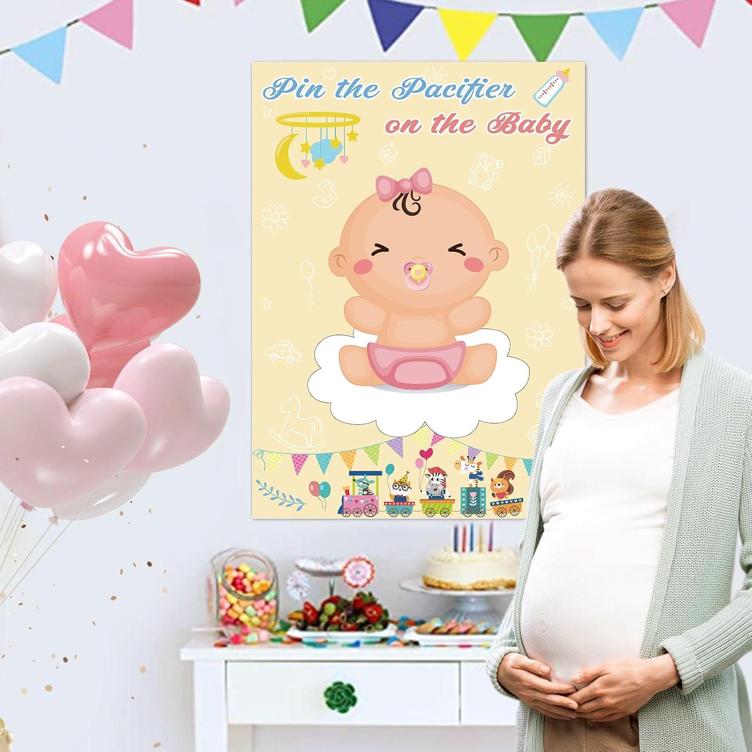 Juego de Clavar el Chupete Hooqict para Baby Shower con 72 Pegatinas