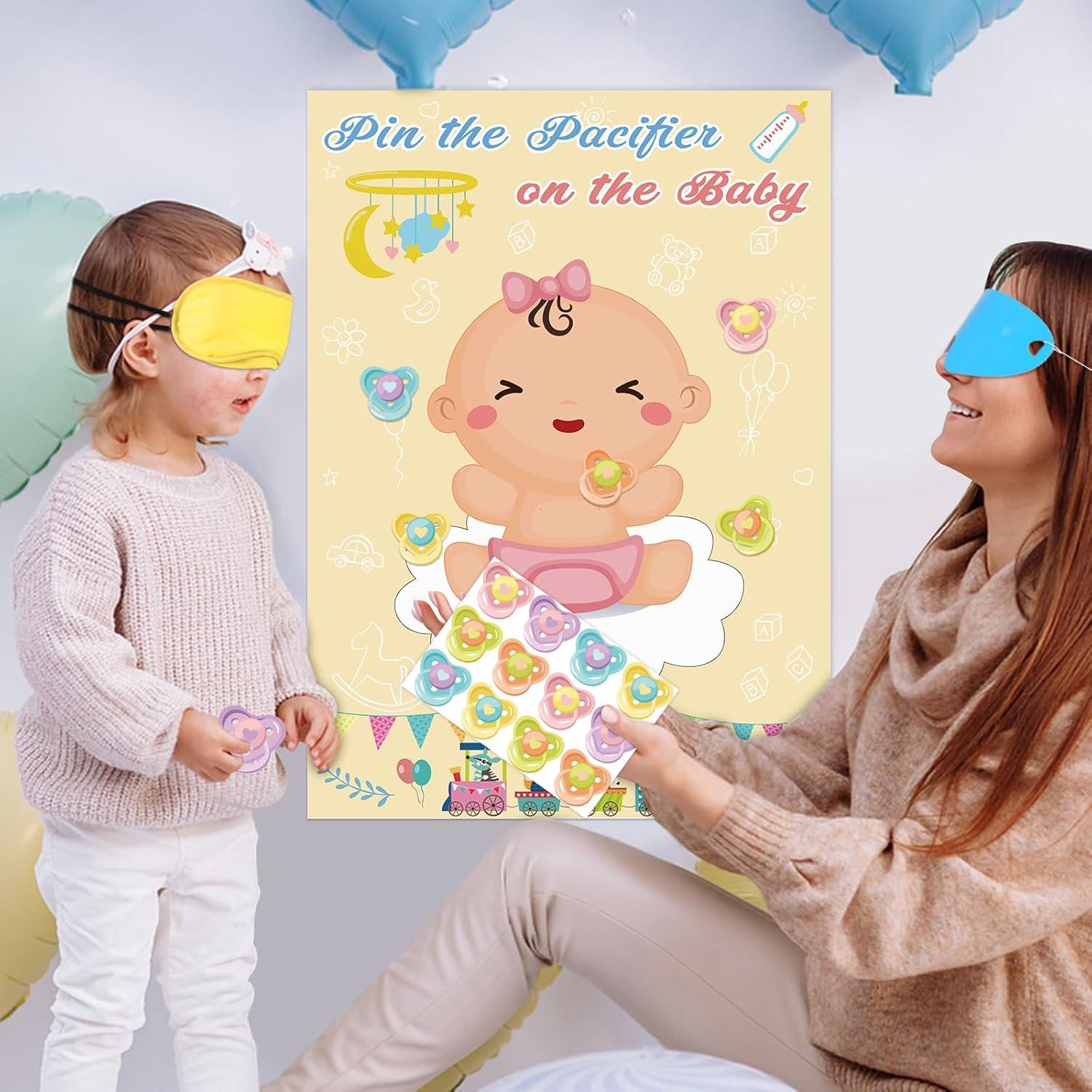 Juego de Clavar el Chupete Hooqict para Baby Shower con 72 Pegatinas