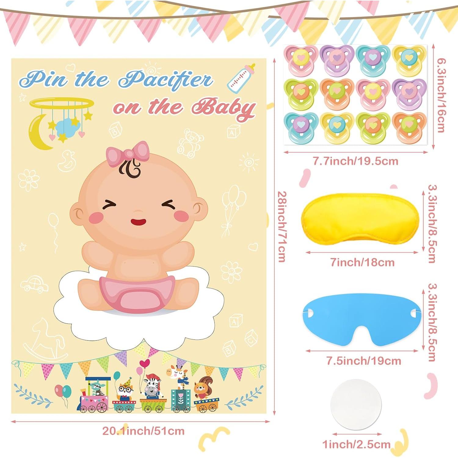 Juego de Clavar el Chupete Hooqict para Baby Shower con 72 Pegatinas