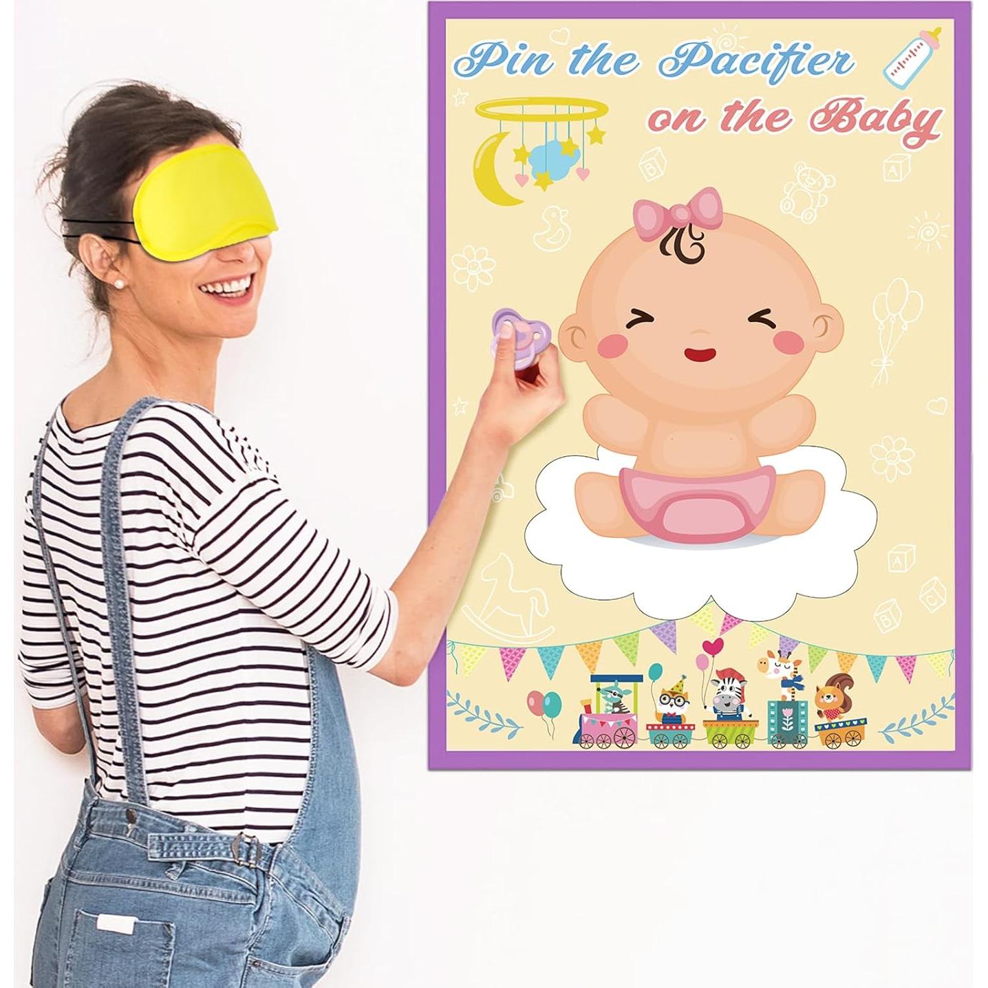 Juego de Clavar el Chupete Hooqict para Baby Shower con 72 Pegatinas