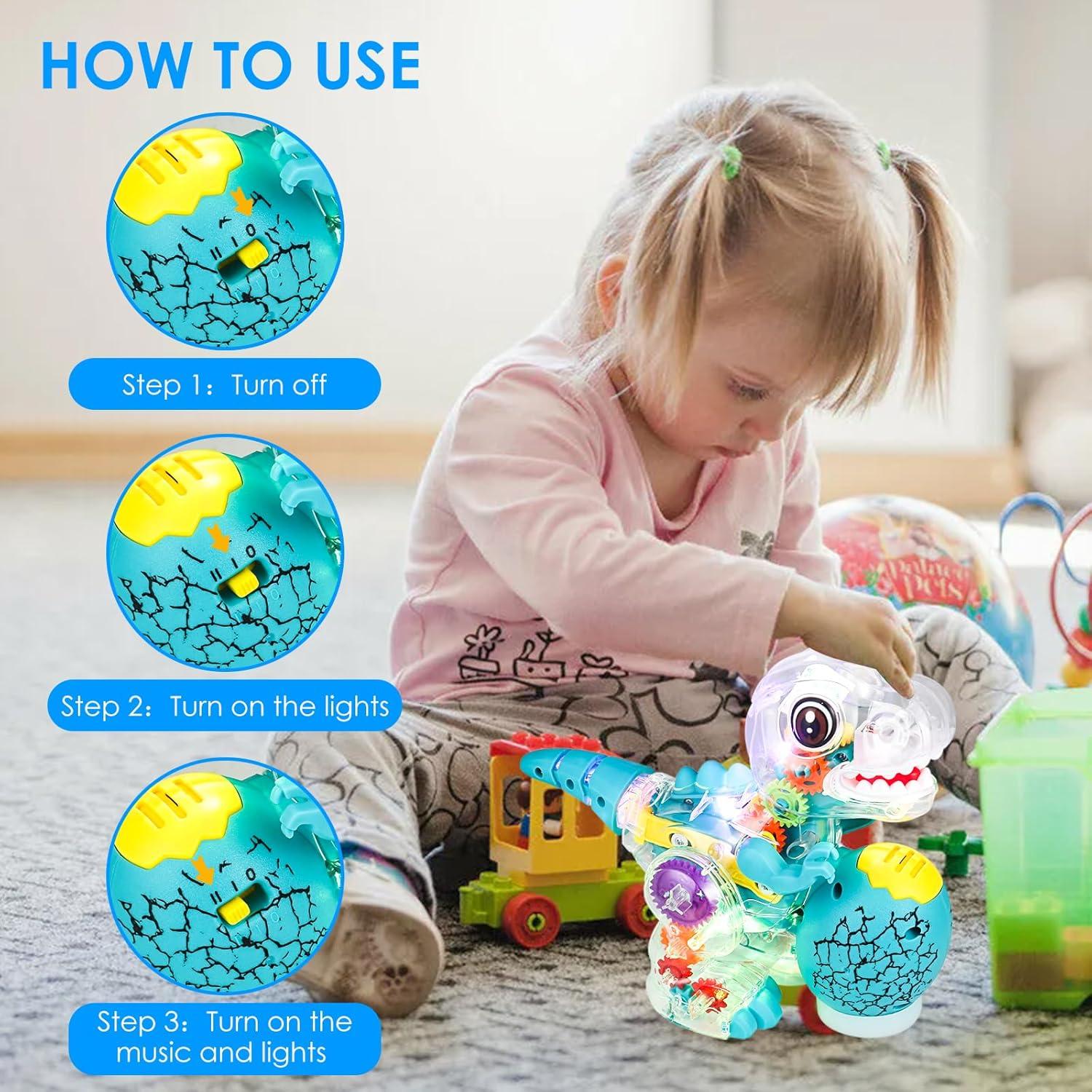 Juguete Dinosaurio Iluminado ZHFUYS con Engranajes Coloridos