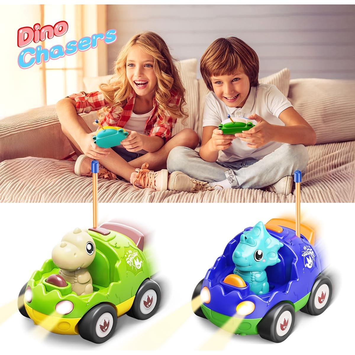 Paquete 2 Coches RC Dinosaurio Kidz do con Música y Luces