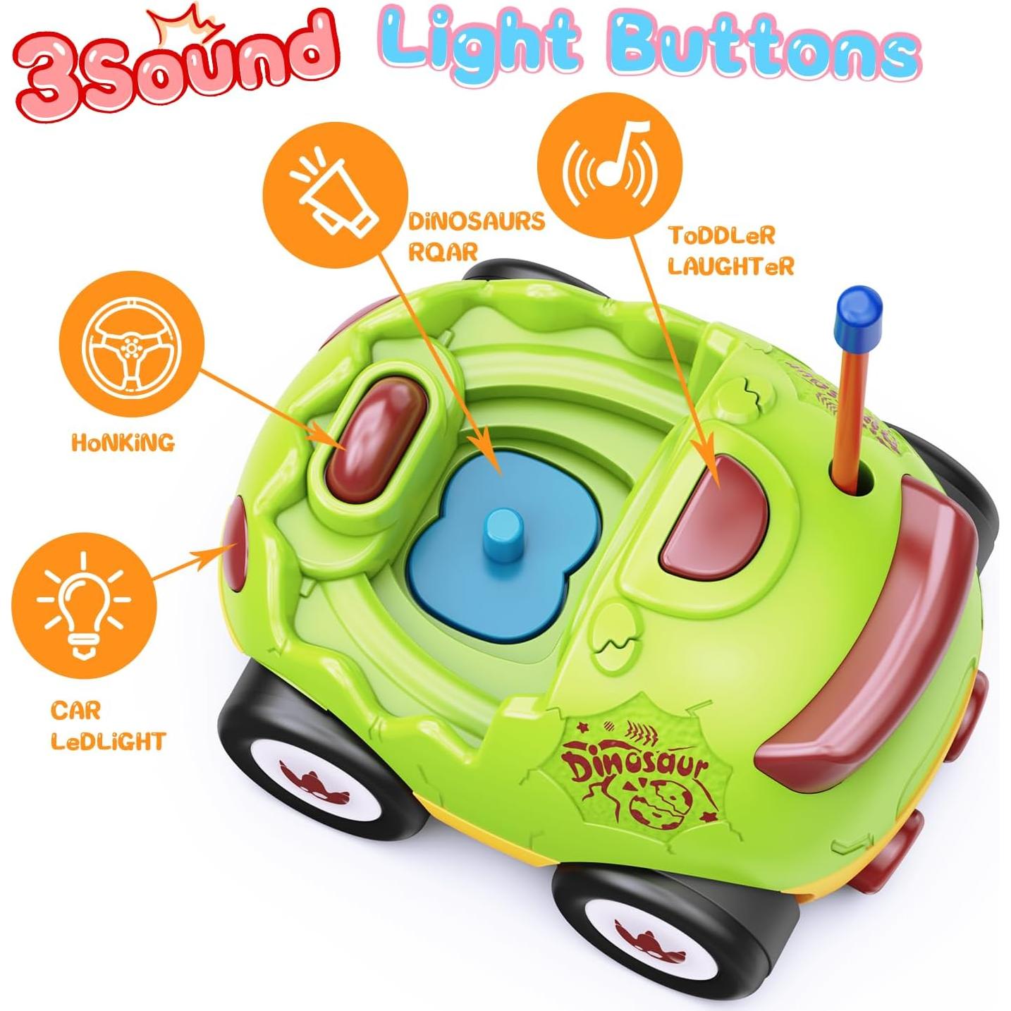 Paquete 2 Coches RC Dinosaurio Kidz do con Música y Luces