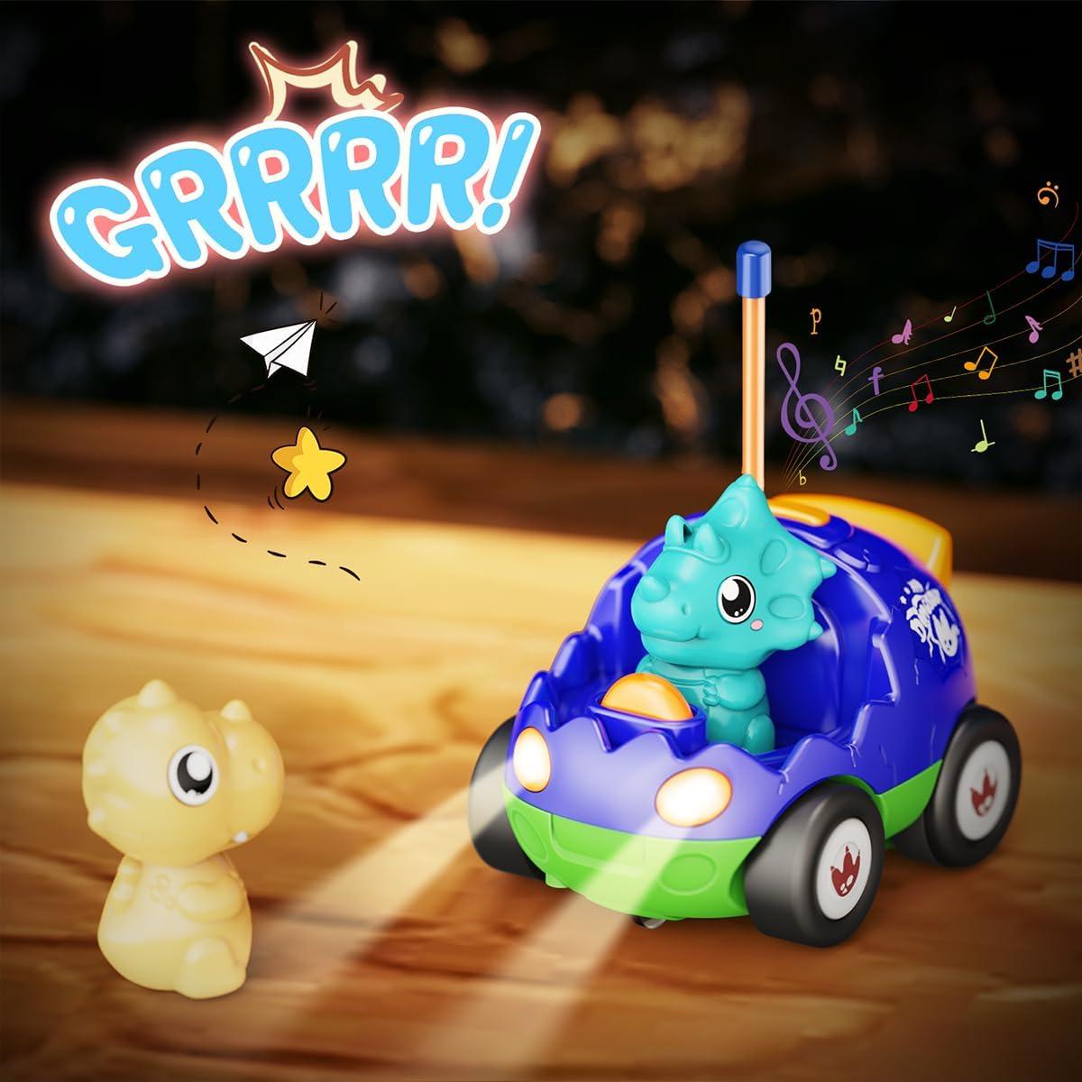 Paquete 2 Coches RC Dinosaurio Kidz do con Música y Luces