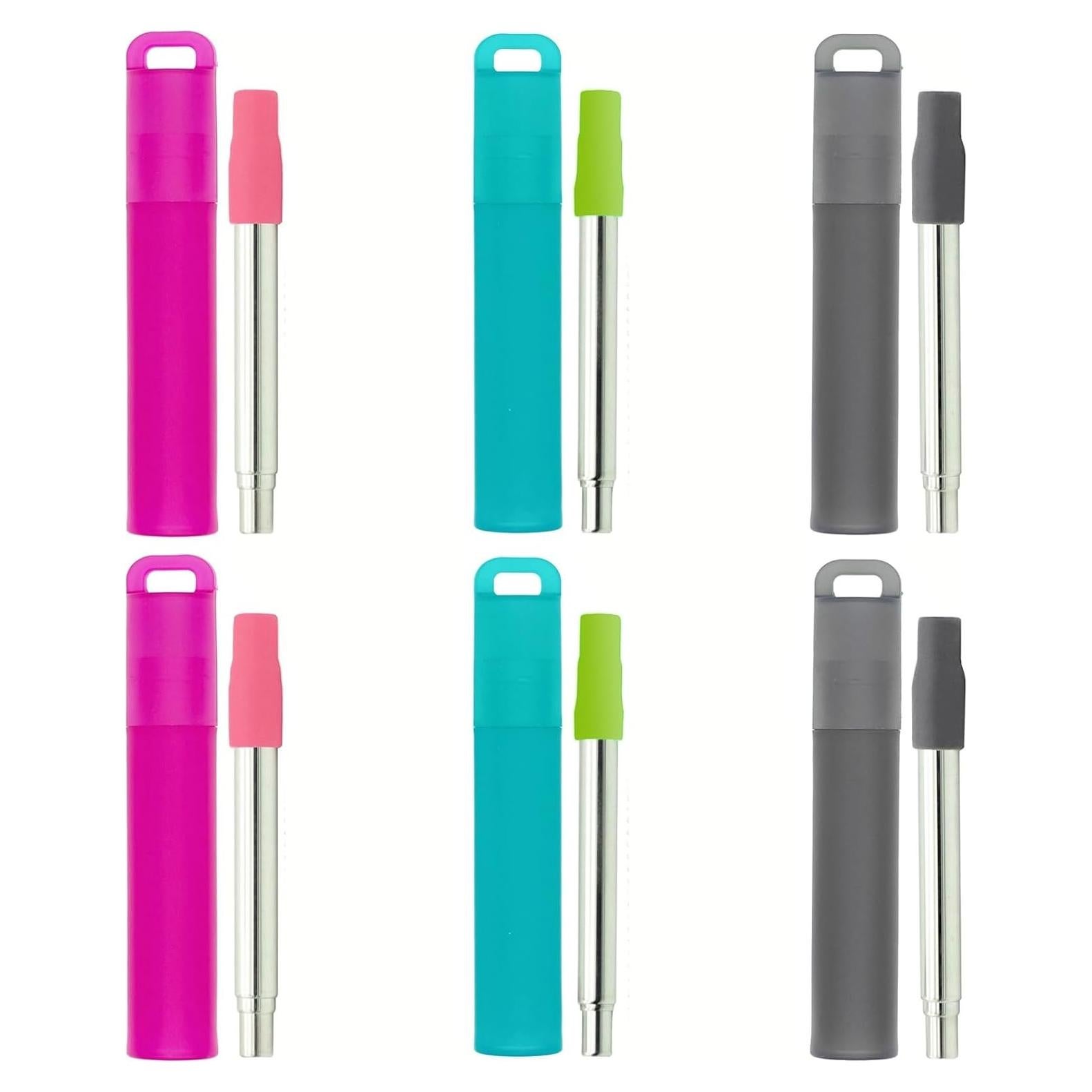 Pajitas Reutilizables Plegables NAIVELY 6 Pack Acero Inoxidable