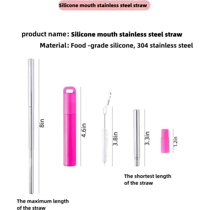 Pajitas Reutilizables Plegables NAIVELY 6 Pack Acero Inoxidable
