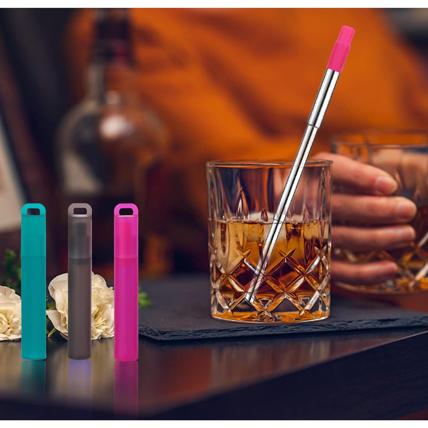 Pajitas Reutilizables Plegables NAIVELY 6 Pack Acero Inoxidable