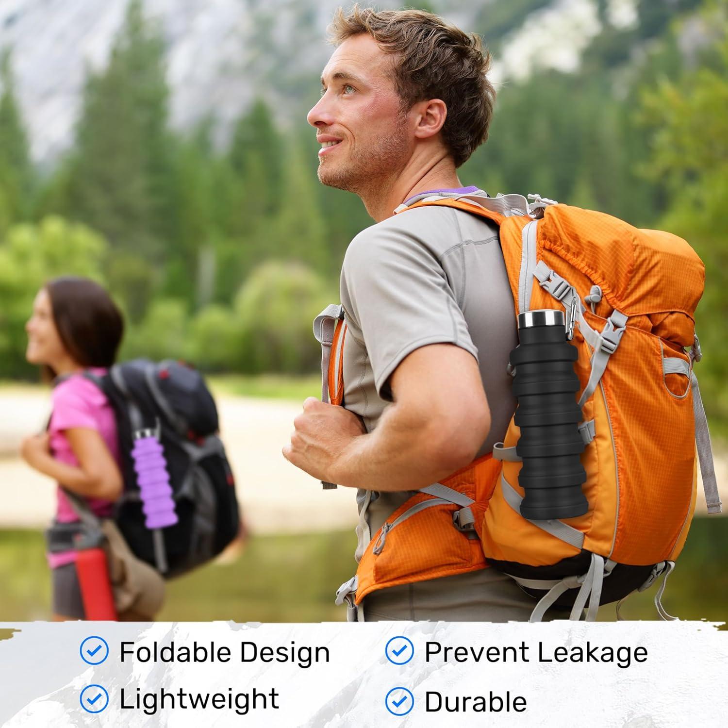 Botella de Agua Plegable Rotayi 473ml Silicona Ligera Negra