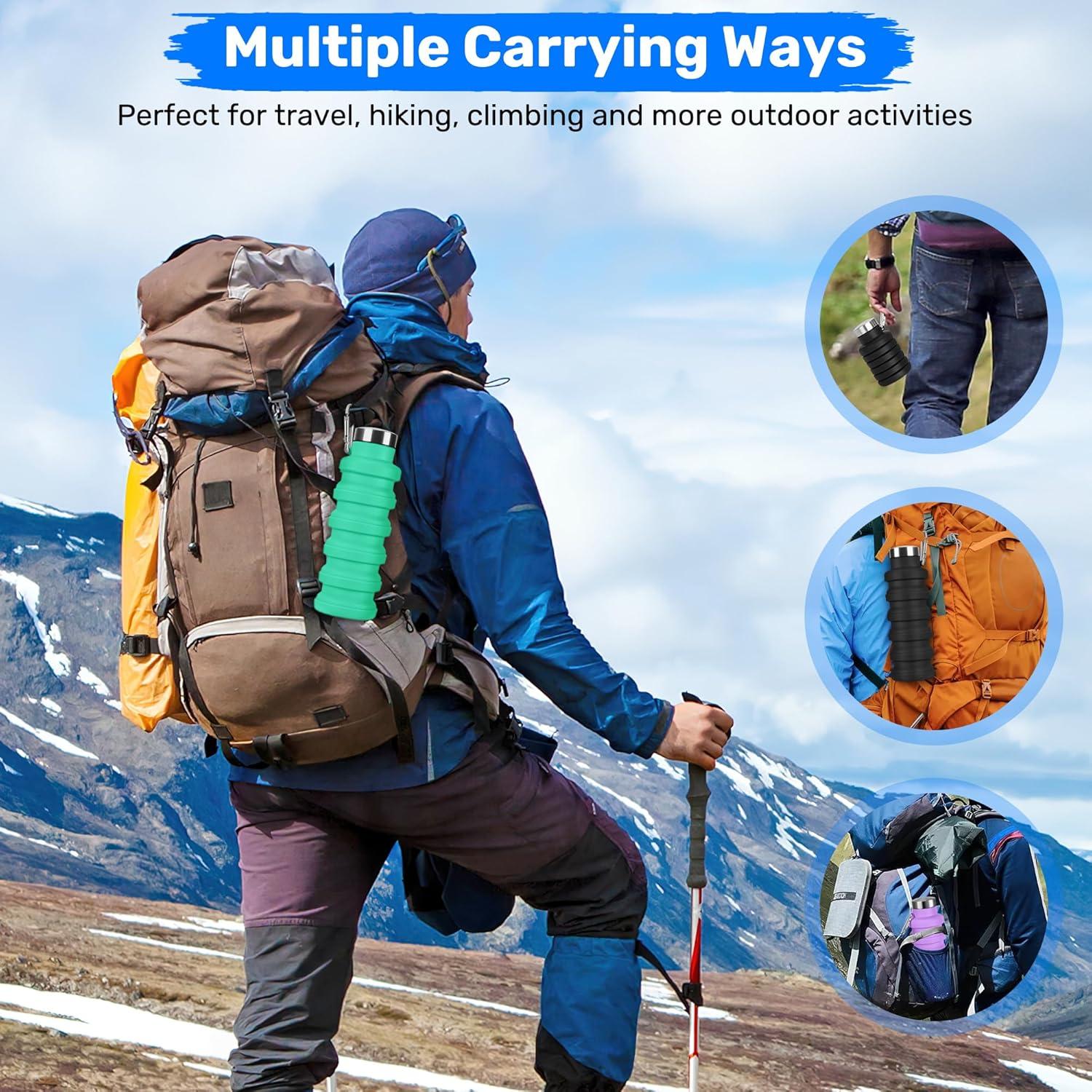 Botella de Agua Plegable Rotayi 473ml Silicona Ligera Negra