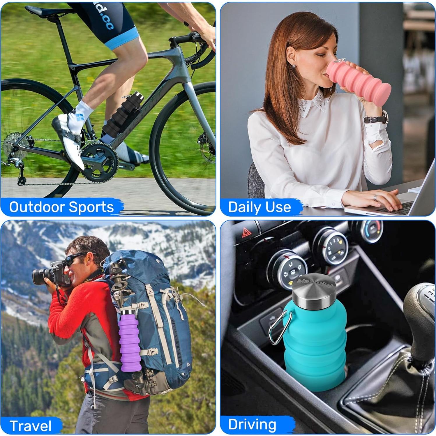 Botella de Agua Plegable Rotayi 473ml Silicona Ligera Negra