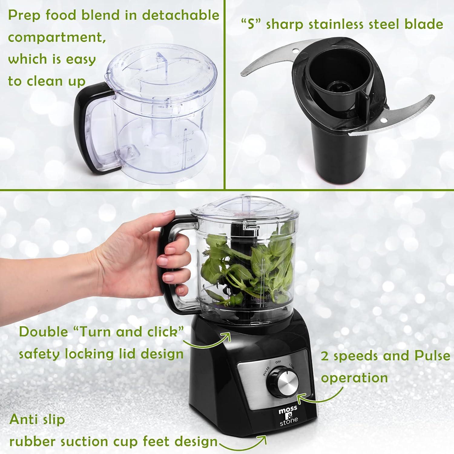 Procesador de Alimentos Mini Moss & Stone 3 Tazas 300W Negro