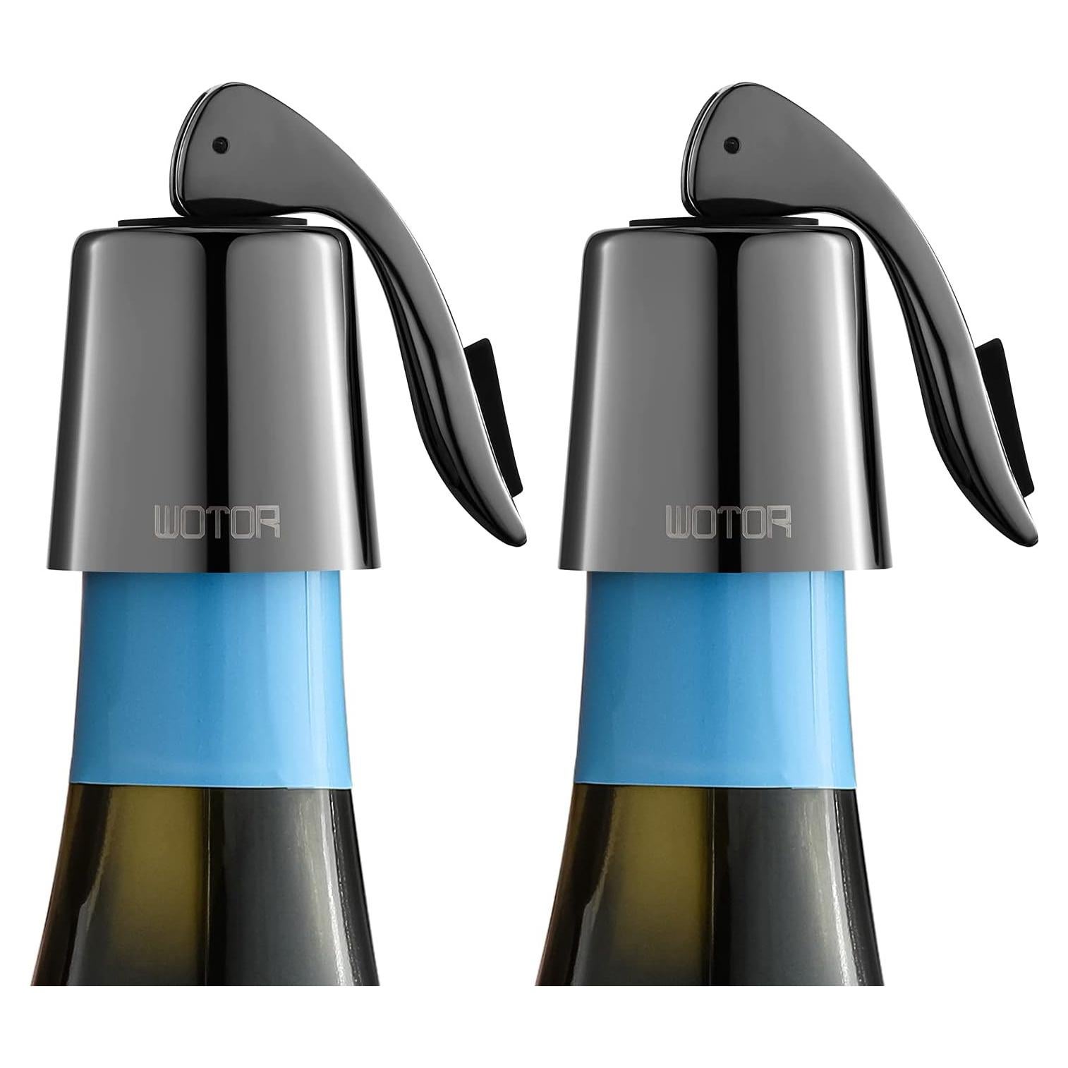 Tapones de Vino Reutilizables Acero Inoxidable y Silicona - 2 Unidades