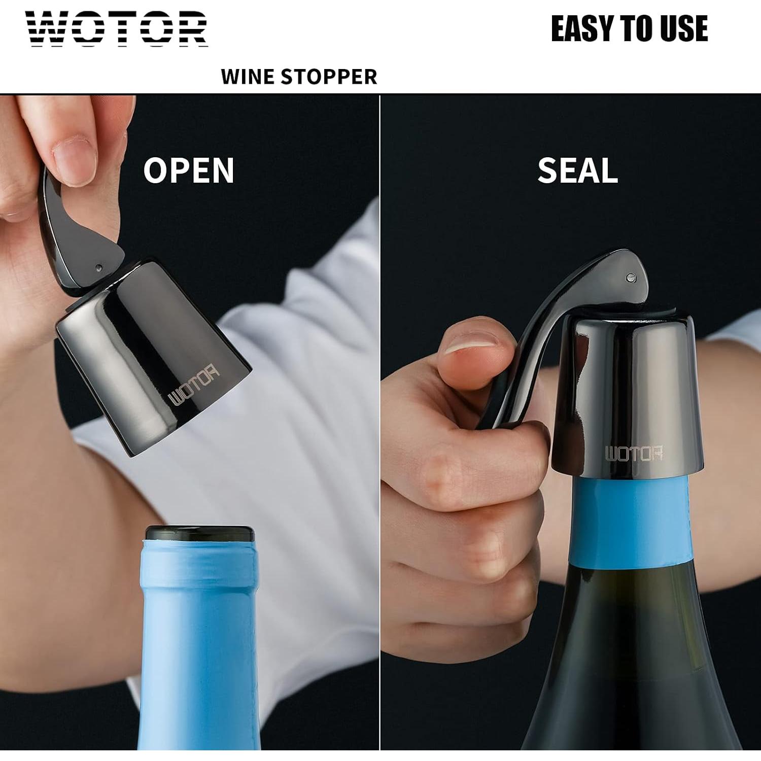 Tapones de Vino Reutilizables Acero Inoxidable y Silicona - 2 Unidades