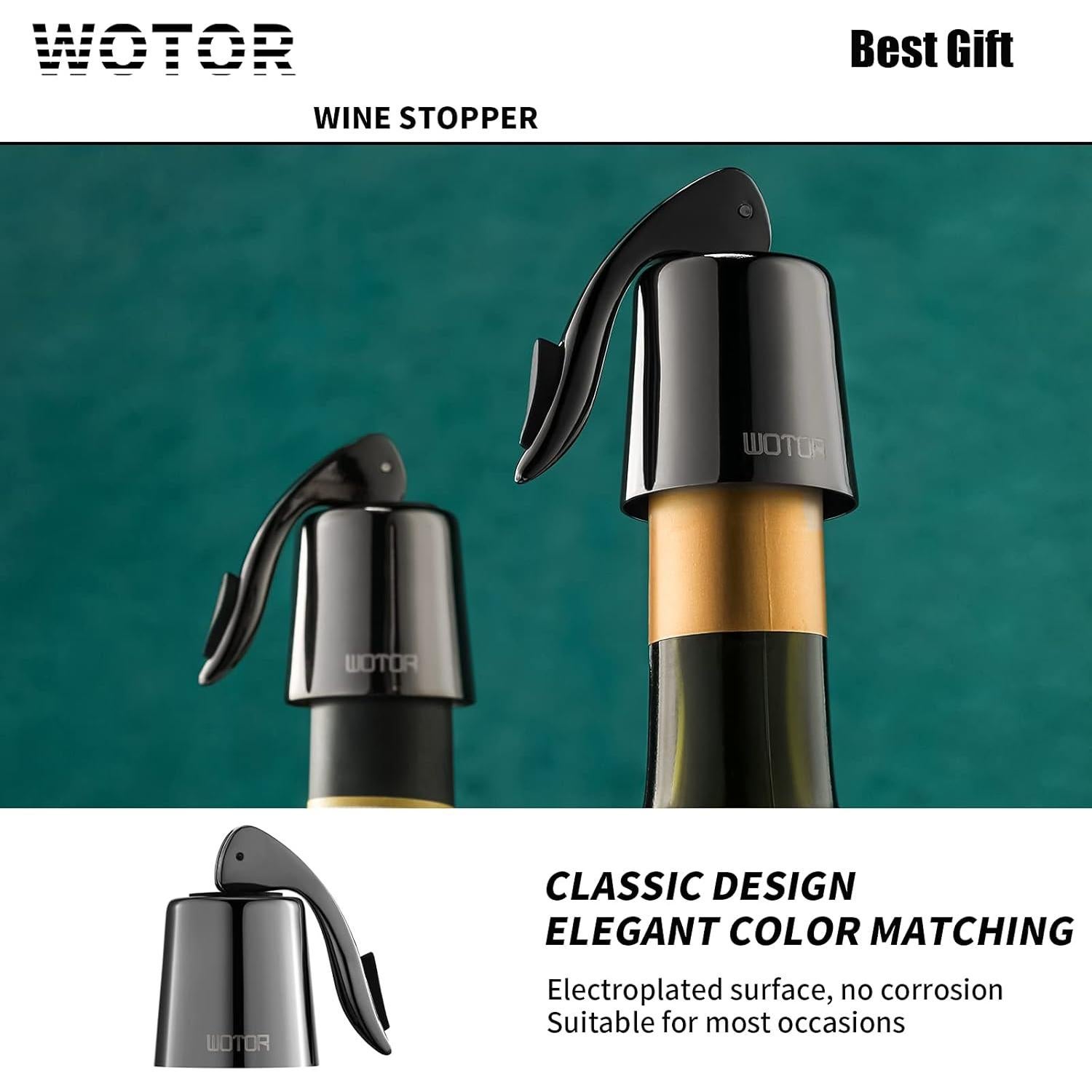 Tapones de Vino Reutilizables Acero Inoxidable y Silicona - 2 Unidades